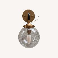 Two Wall Sconces Glass and Brass
