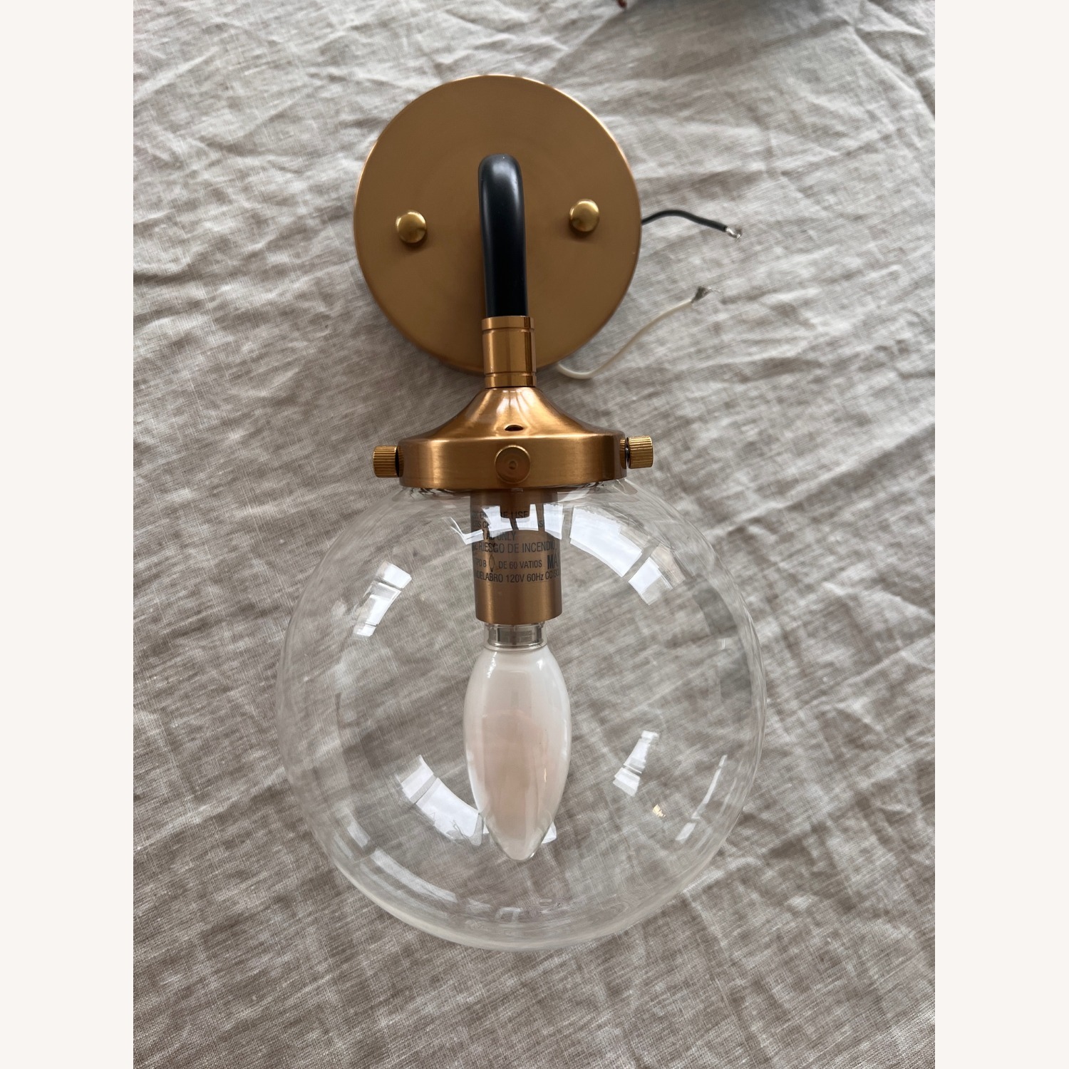 Two Wall Sconces Glass and Brass - image-1