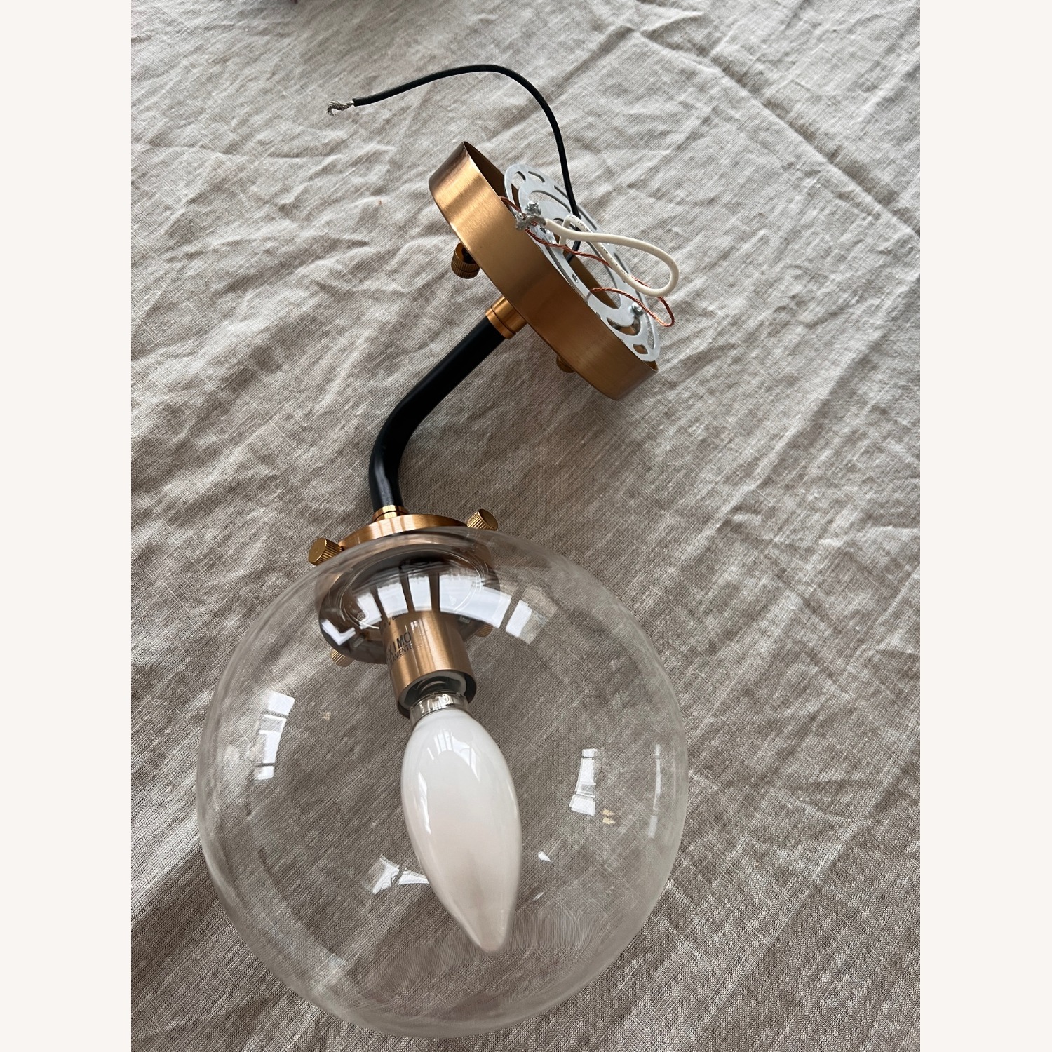 Two Wall Sconces Glass and Brass - image-2