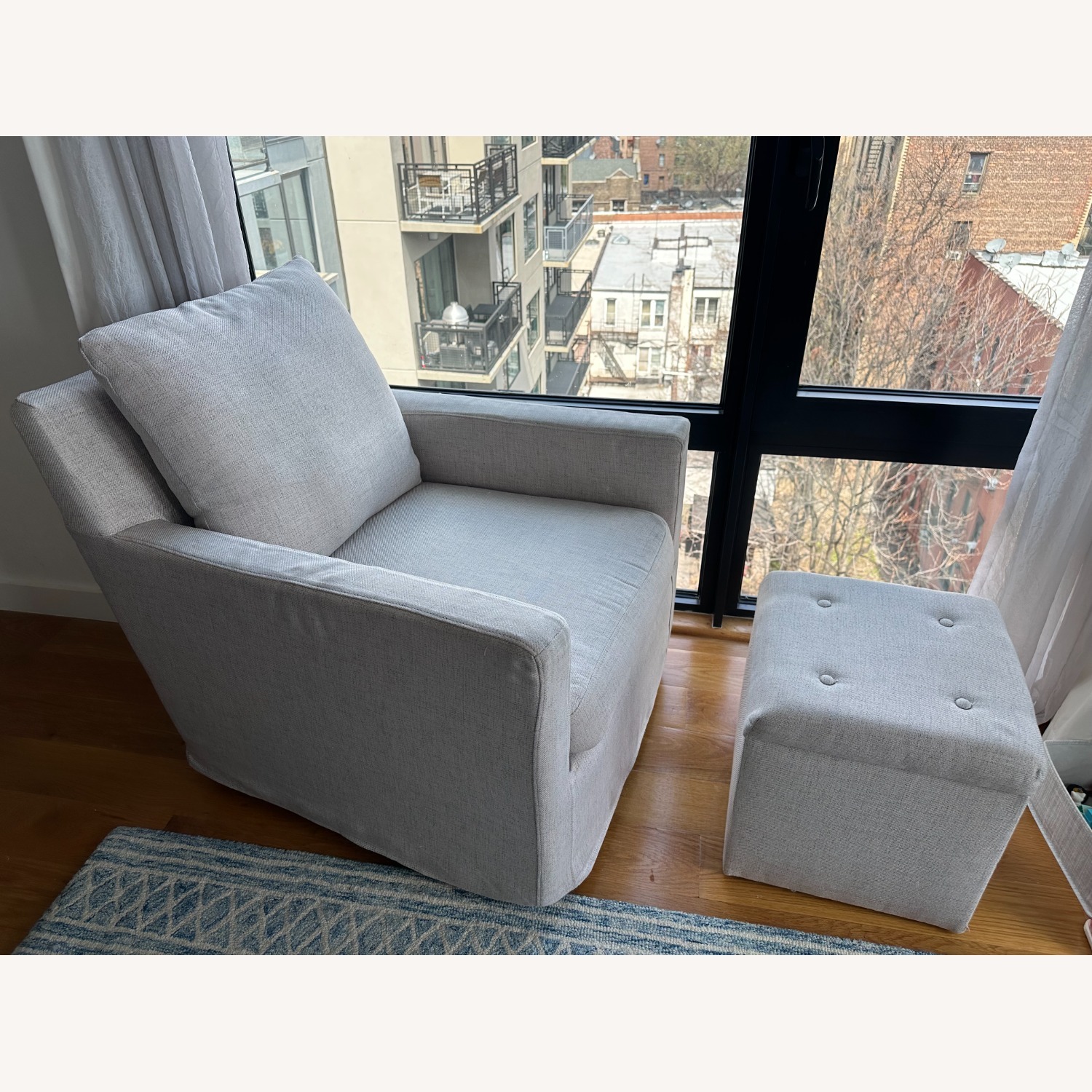 Pottery Barn Swivel Glider w/Ottoman - image-2