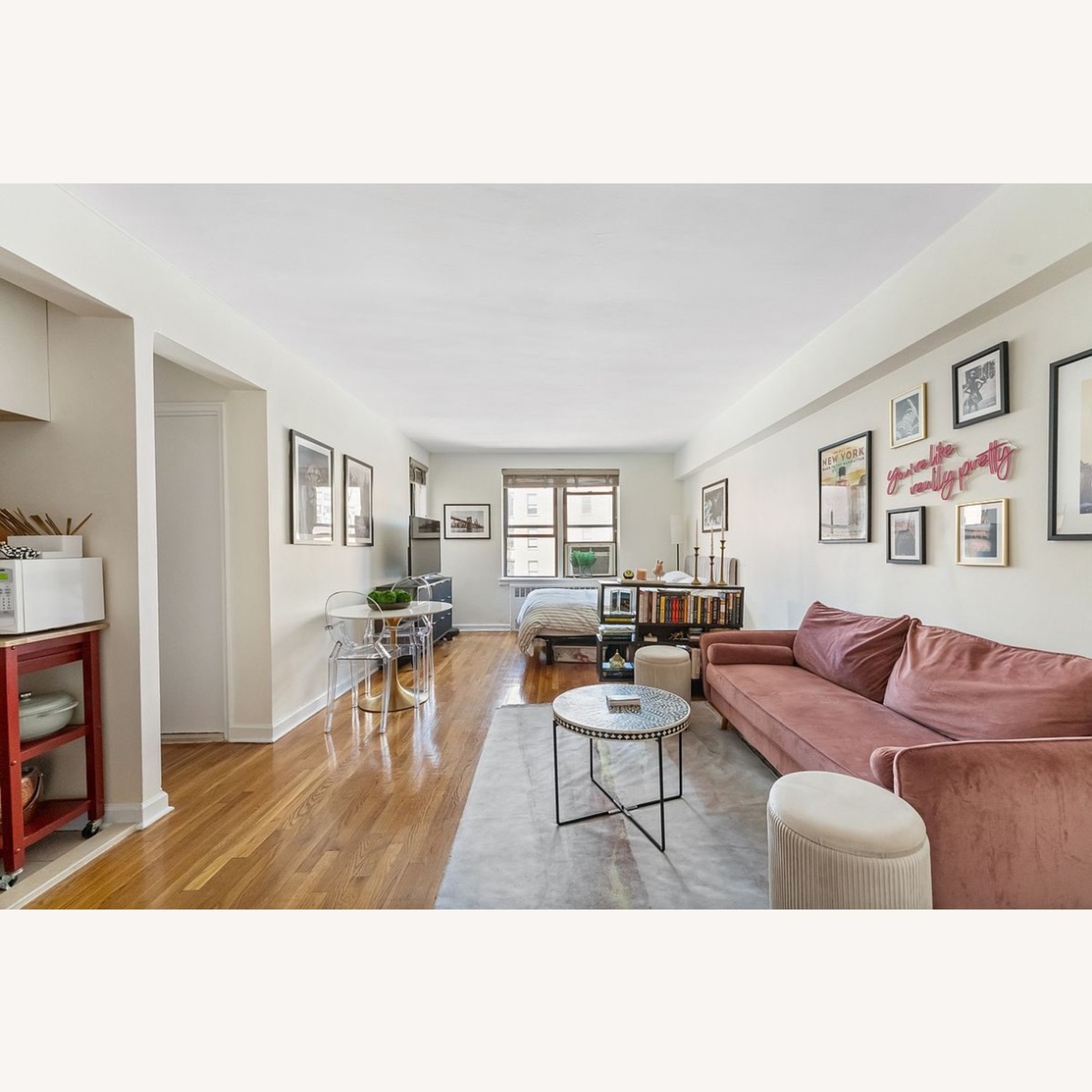 Dusty Rose Velvet Sofa - image-3