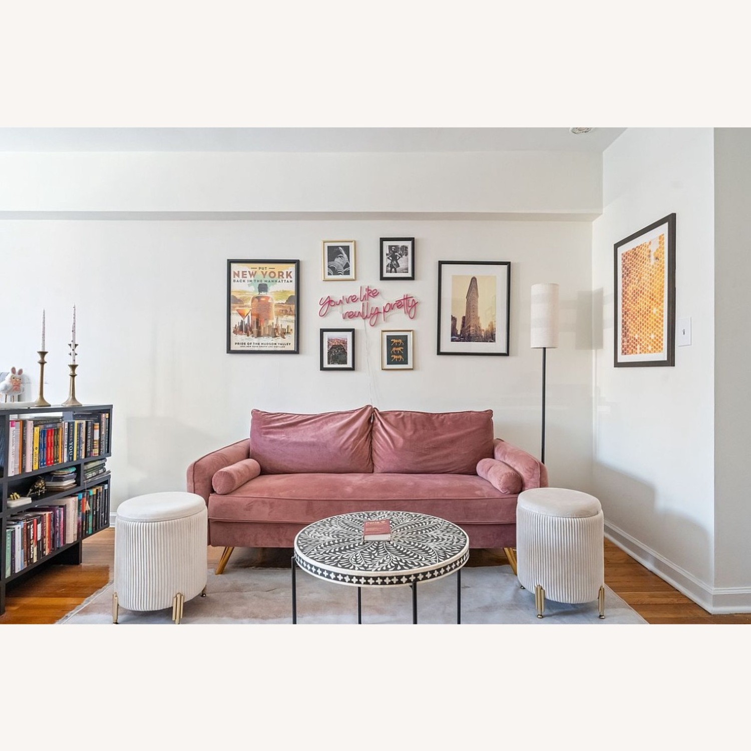 Dusty Rose Velvet Sofa - image-2