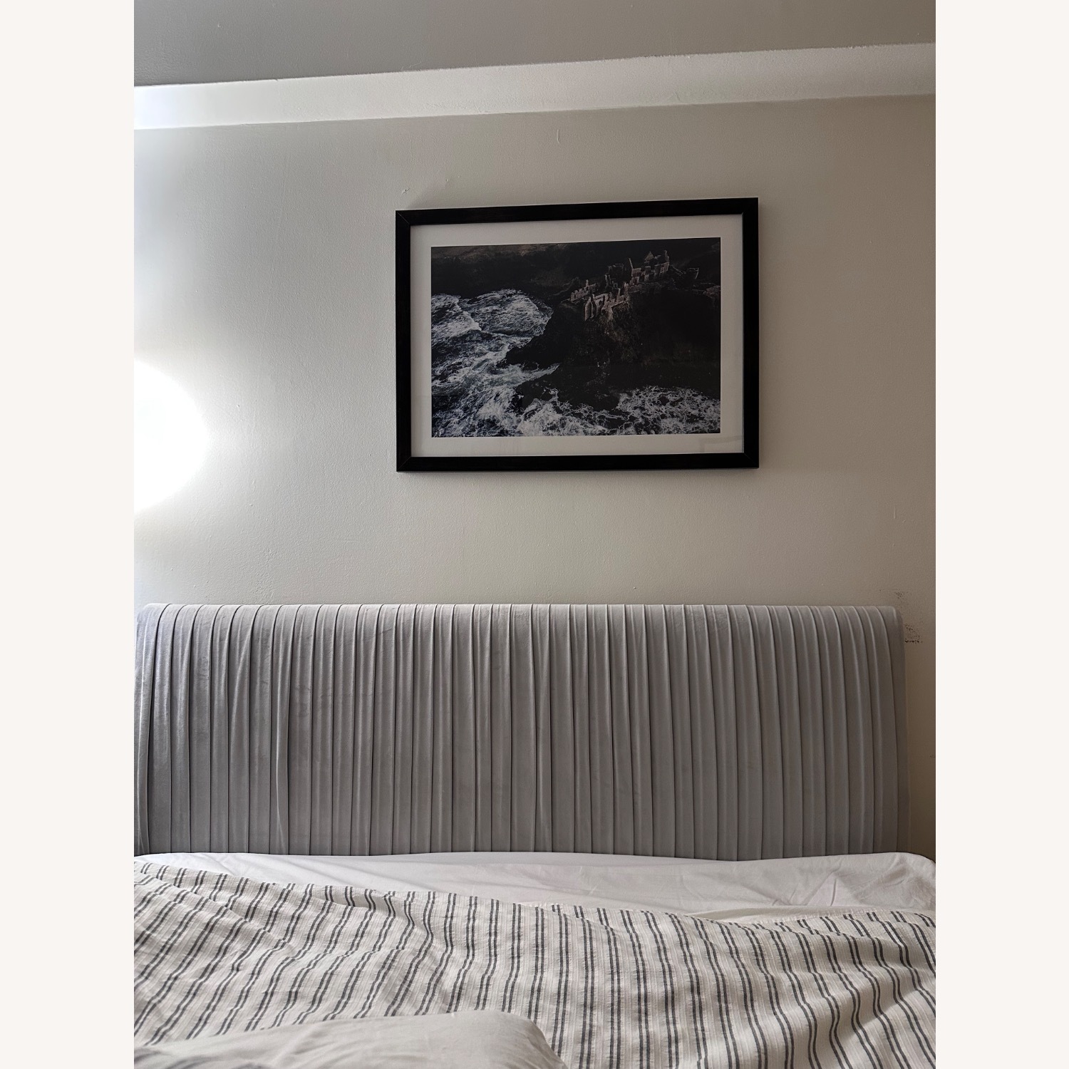 Queen Headboard in Grey Velvet - image-2