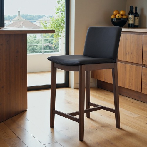 Used Sheldon Black Leather Counter Chair for sale on AptDeco