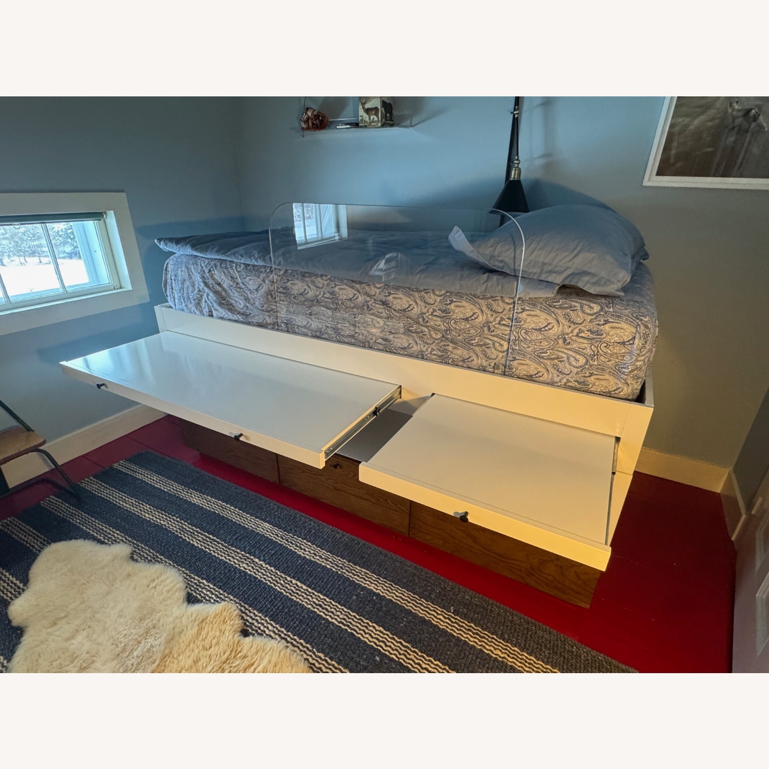 West Elm Wexpbt Captain's Bed w Pull out Desk - image-3