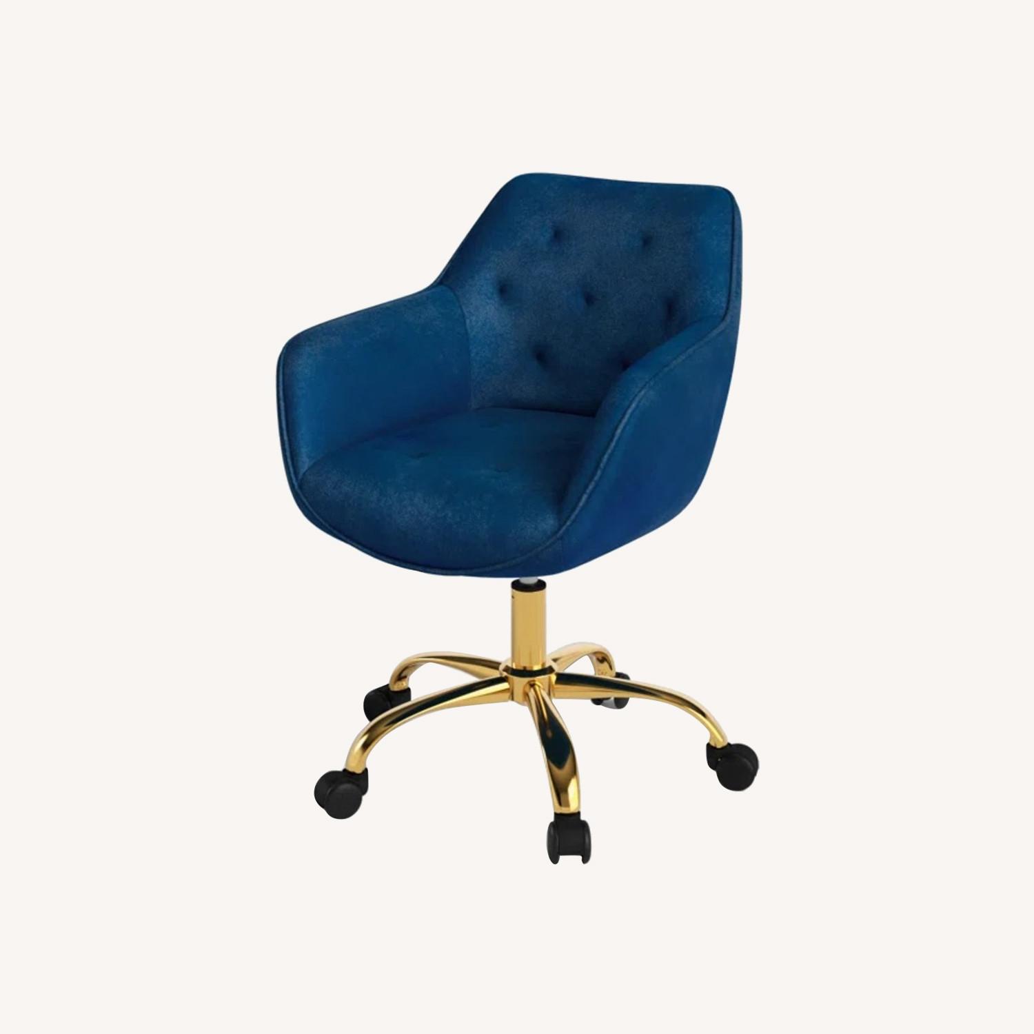 Wayfair Navy Blue Velvet Office Chair - image-0