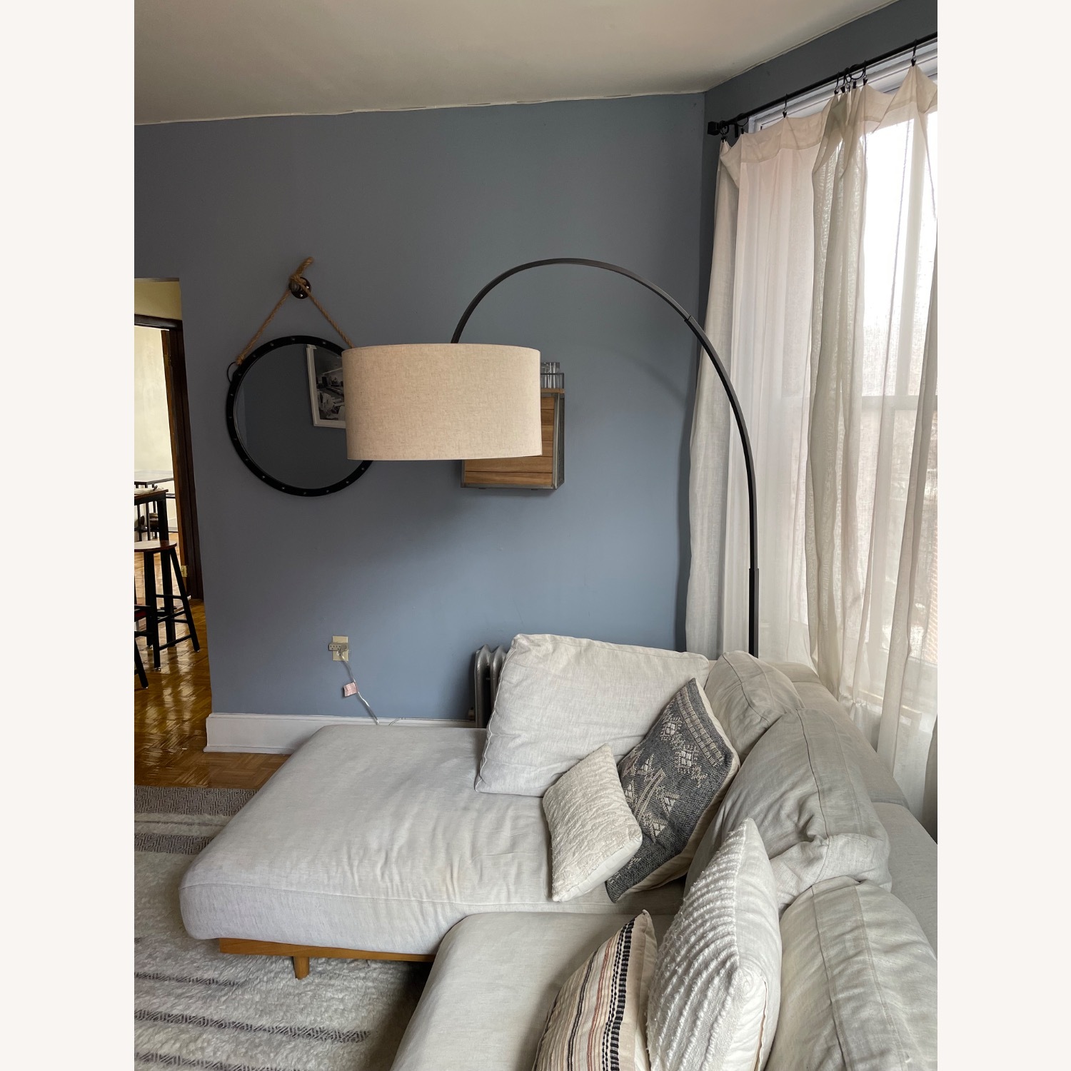 West Elm Overarching Linen Shade Floor Lamp - image-2