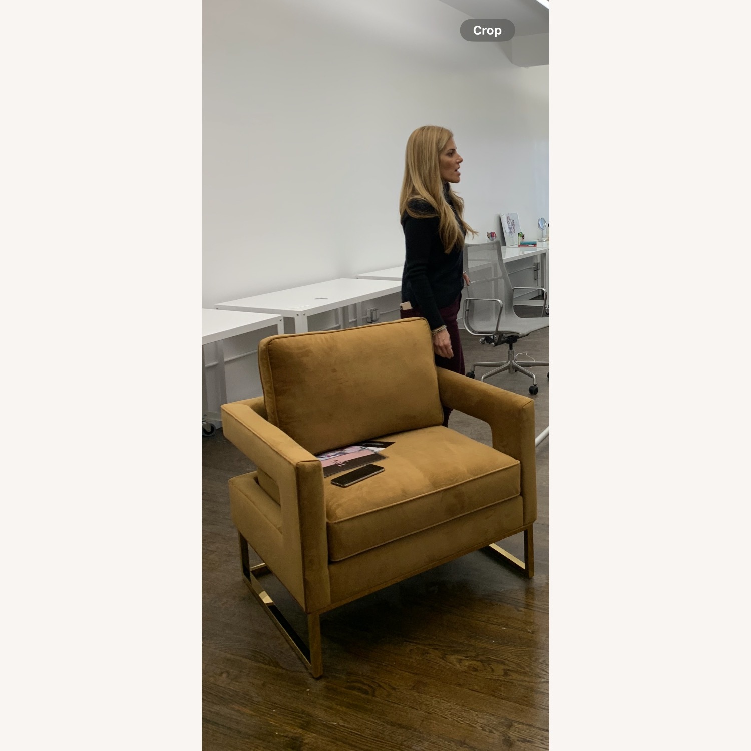 Comfy Bronze Velvet Arm Chair - image-2