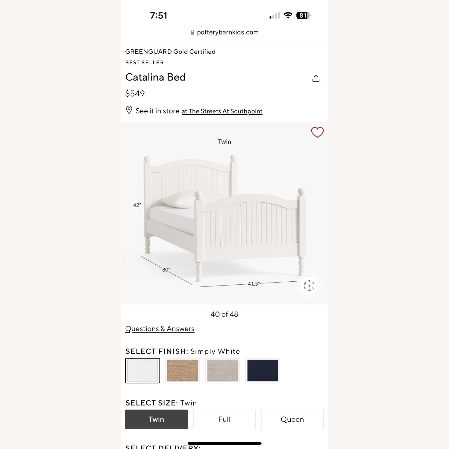 PB Kids Catalina Twin Bed (Bottom Bed) - image-2