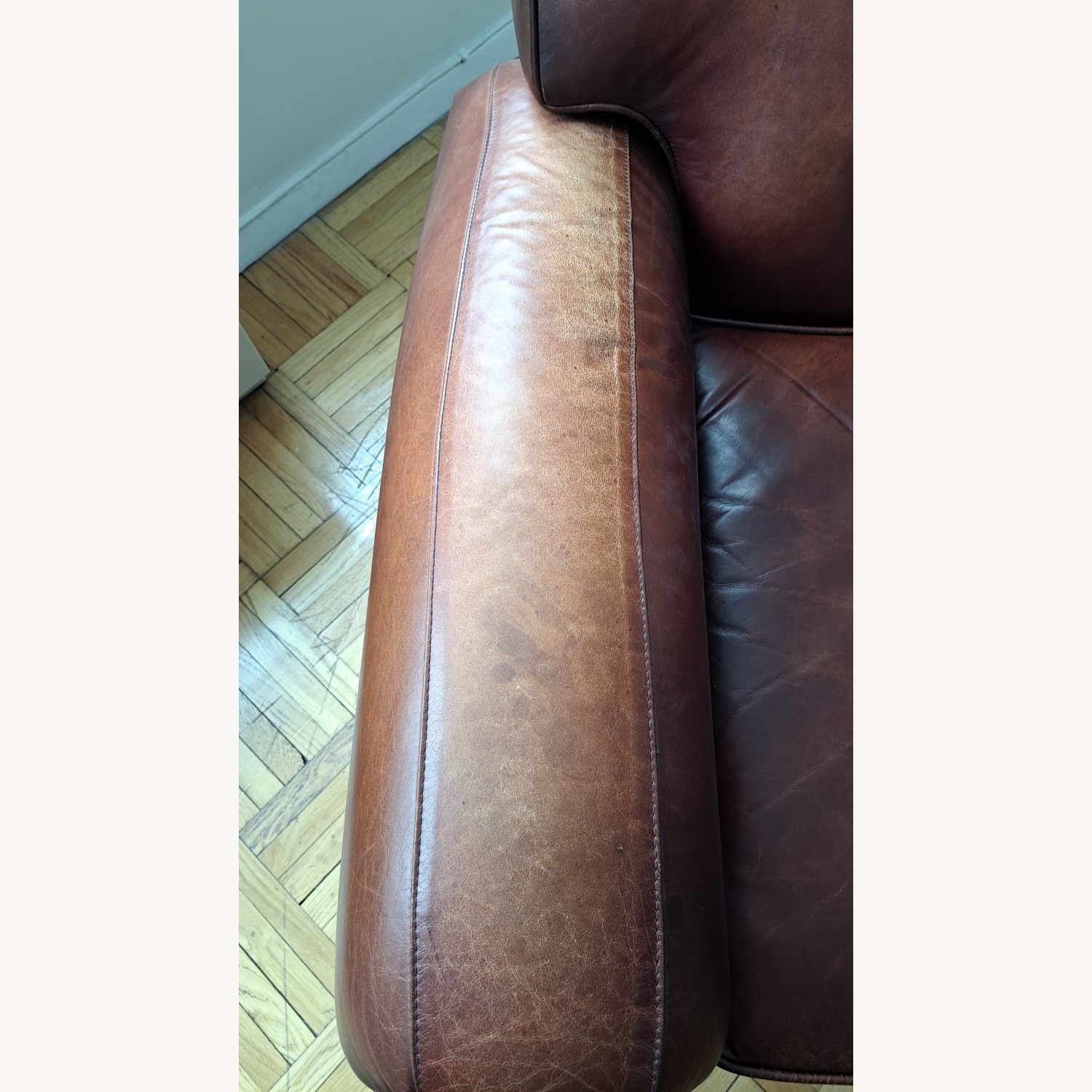 Pottery Barn Manhattan Leather Arm Chair - image-2