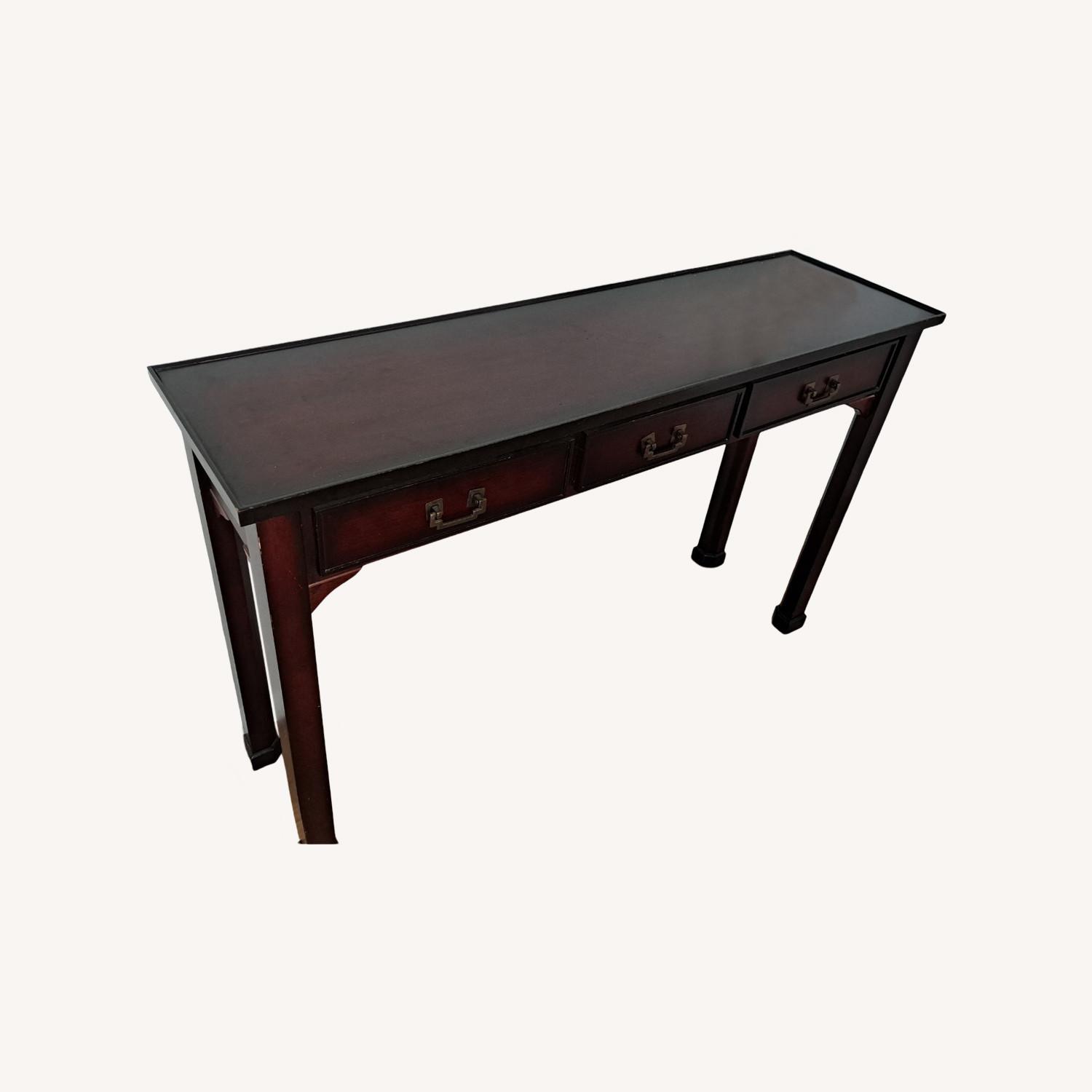 Dark Brown Console Table - 3 Drawers - image-0
