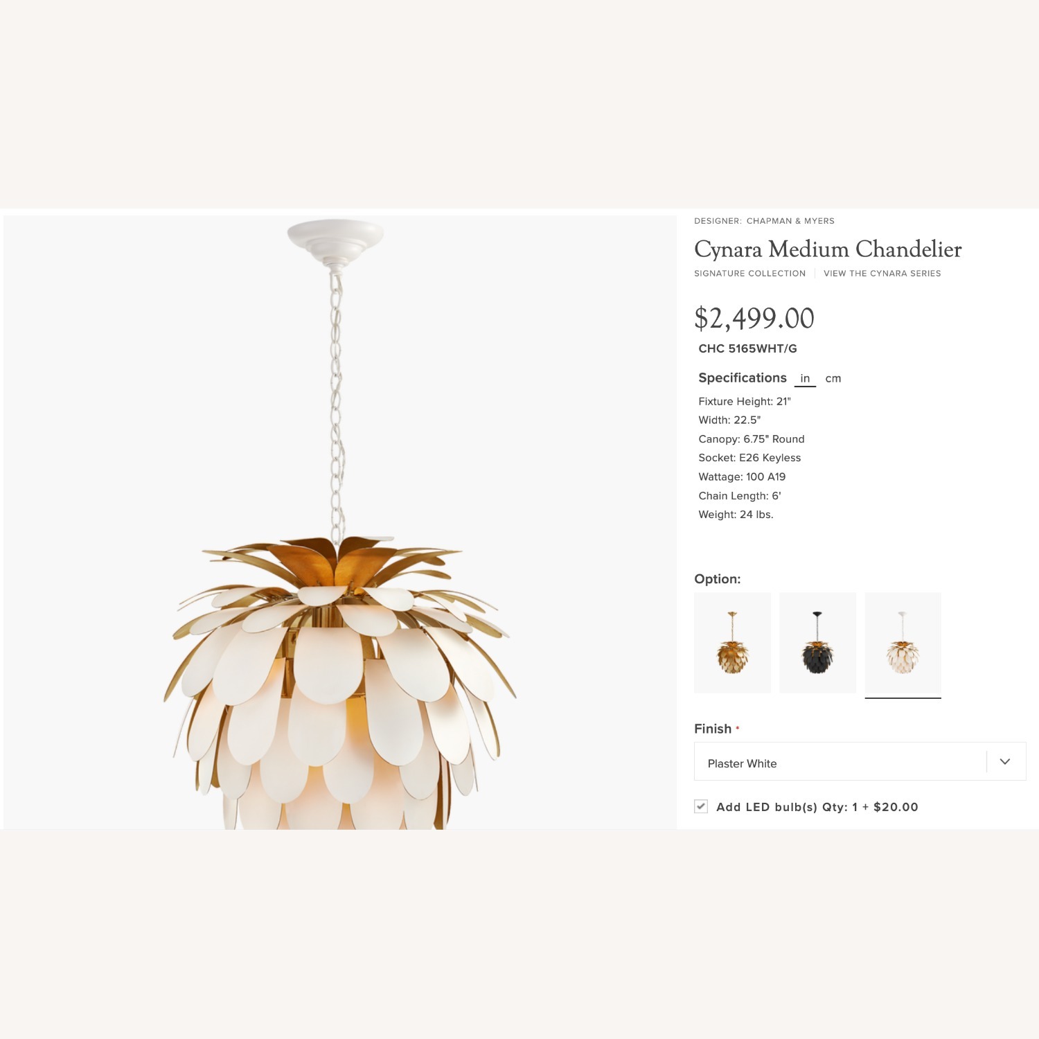 Cynara Medium Chandelier Visual Comfort - image-1