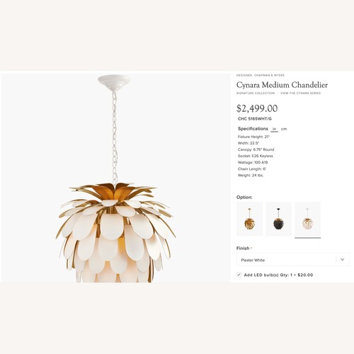 Used Cynara Medium Chandelier Visual Comfort  for sale on AptDeco