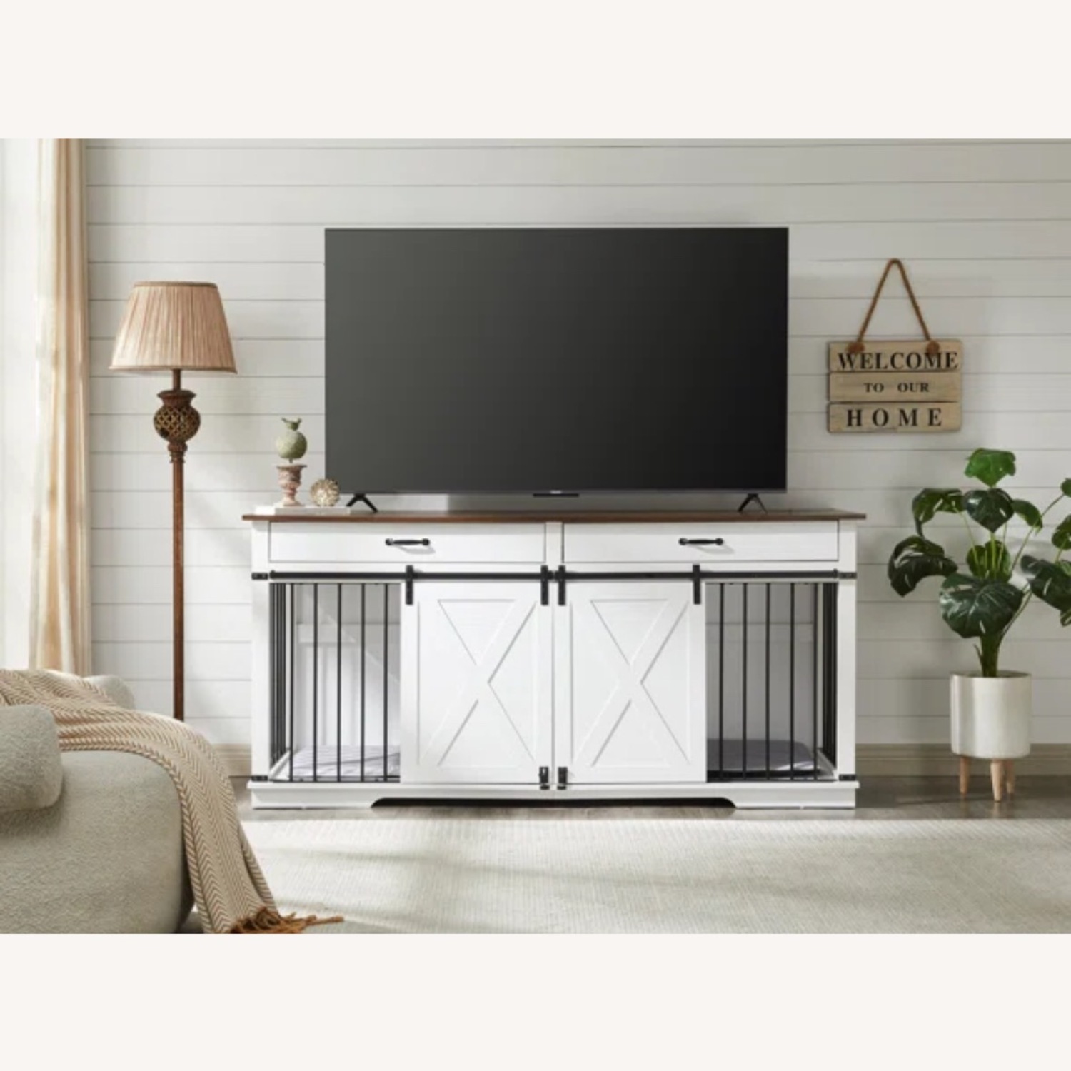 TV Console with Built In Dog Crate - image-1