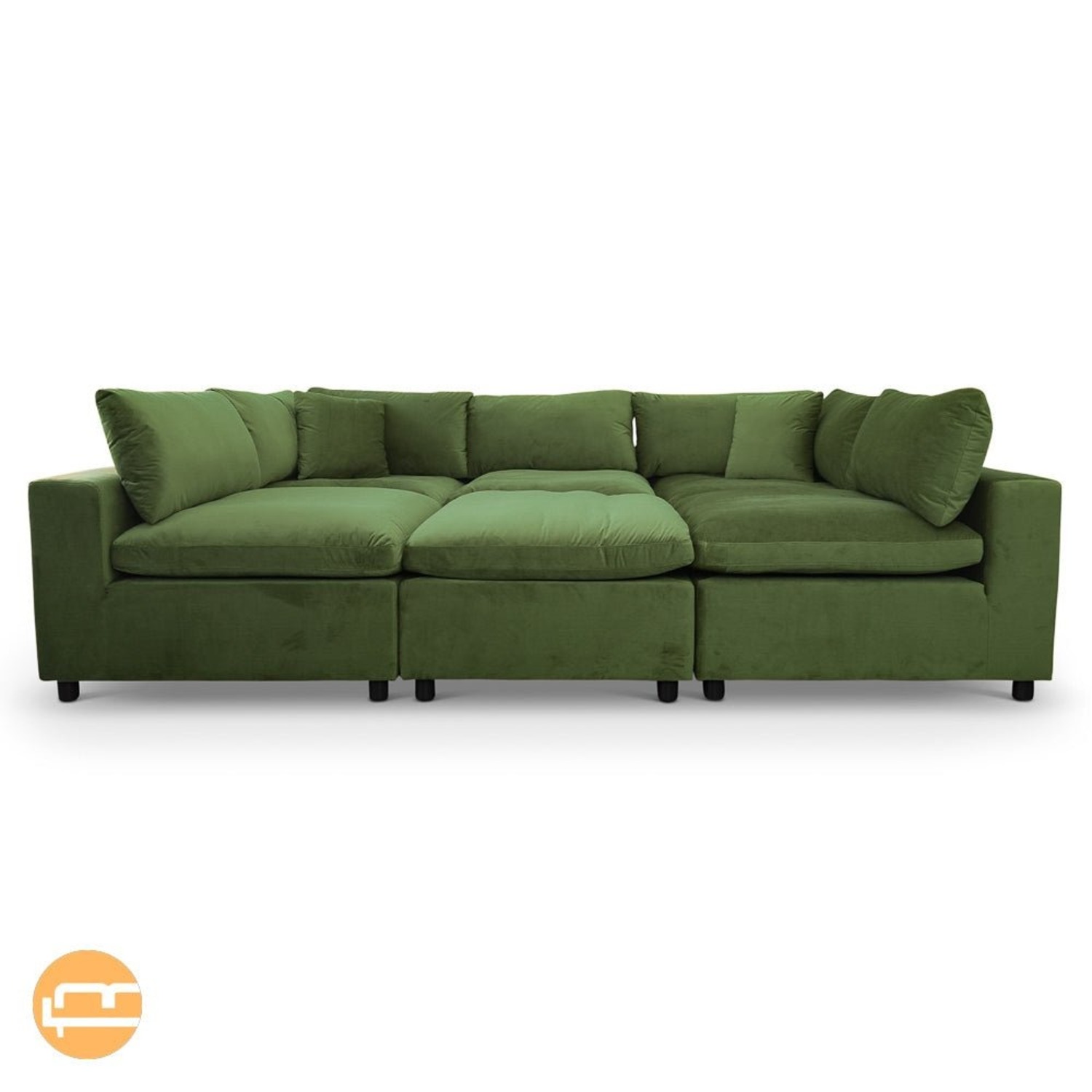 Laurel Olive Green Velvet Modular Sofa - image-1