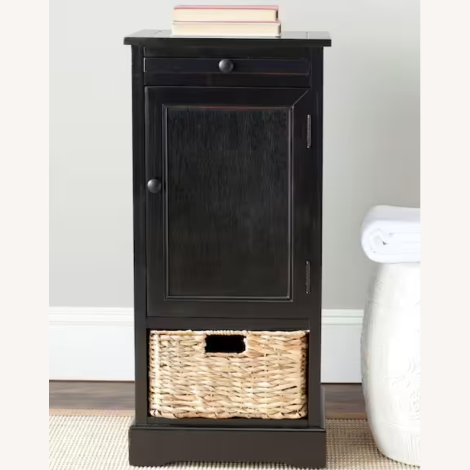 Distressed Black Wooden Bedside Tables - image-8