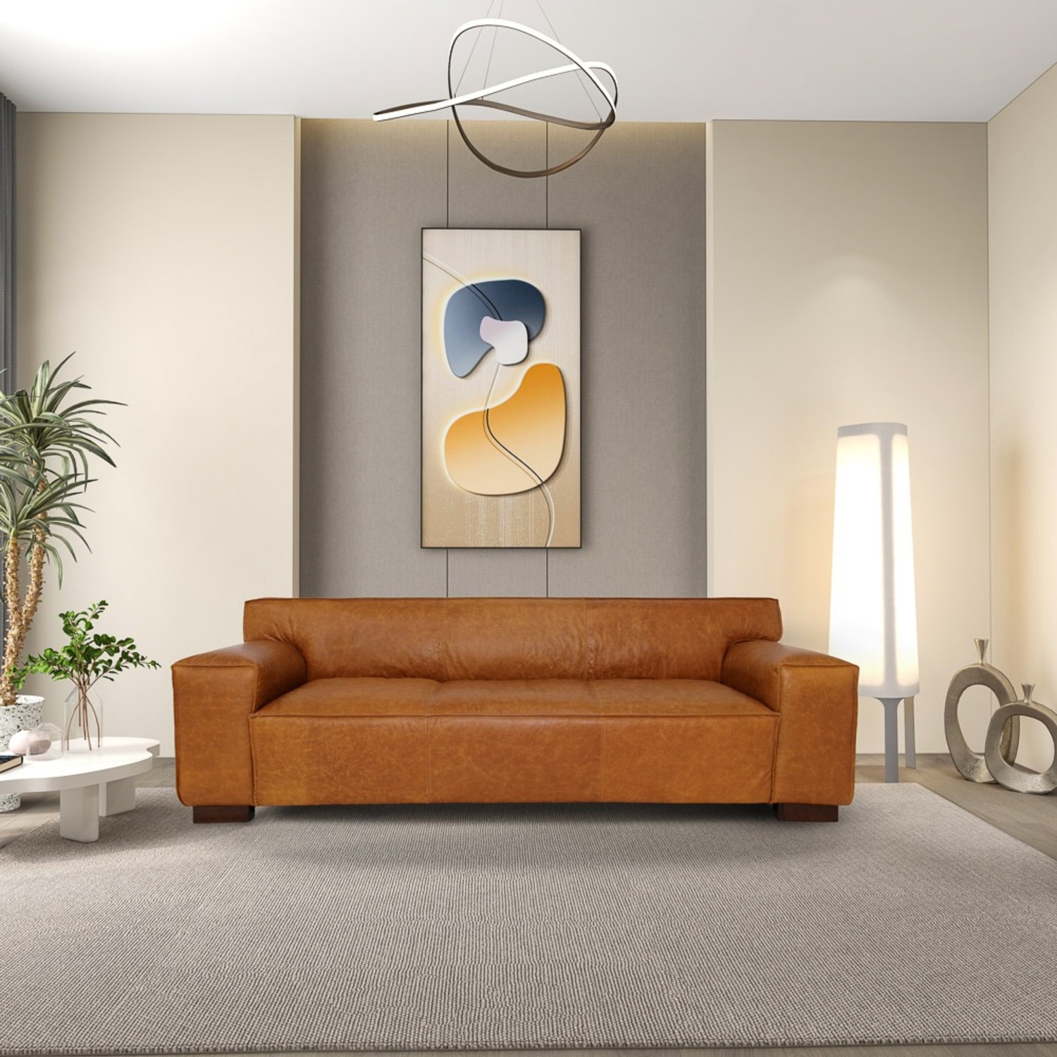 Newbury Leather Sofa - Waxy Cognac - image-2