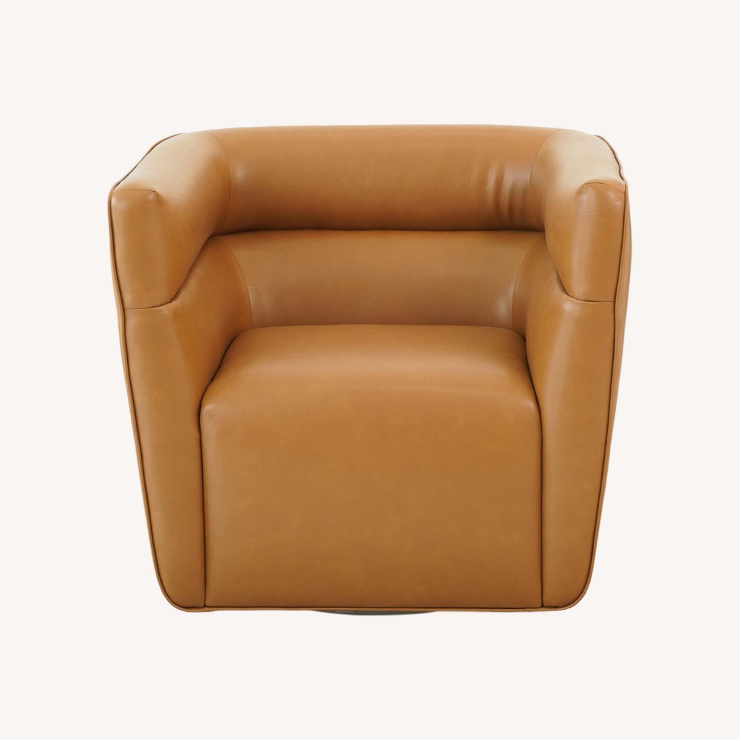 Weimar Swivel Chair - Tan Vegan Leather - image-0