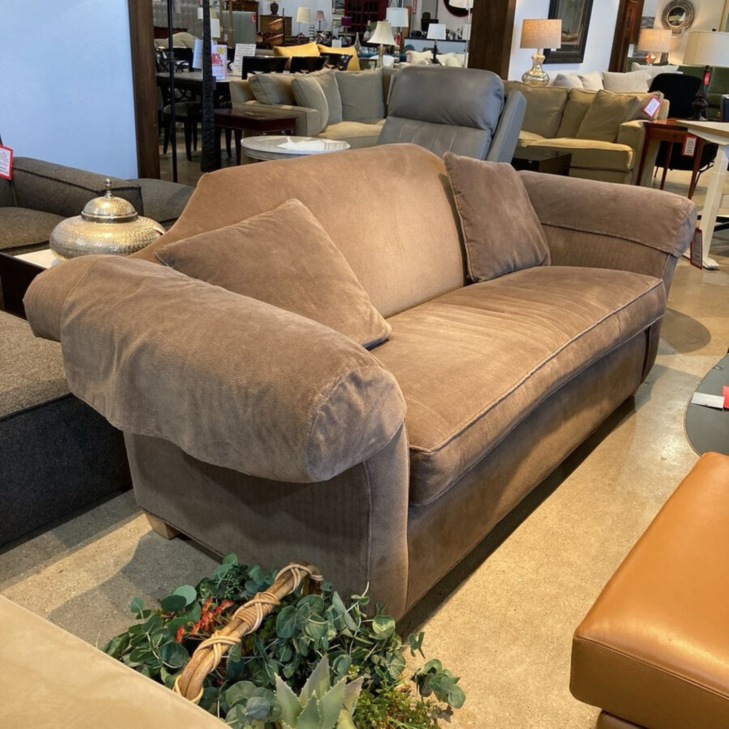 Gold Corduroy Roll-Arm Sofa - image-1