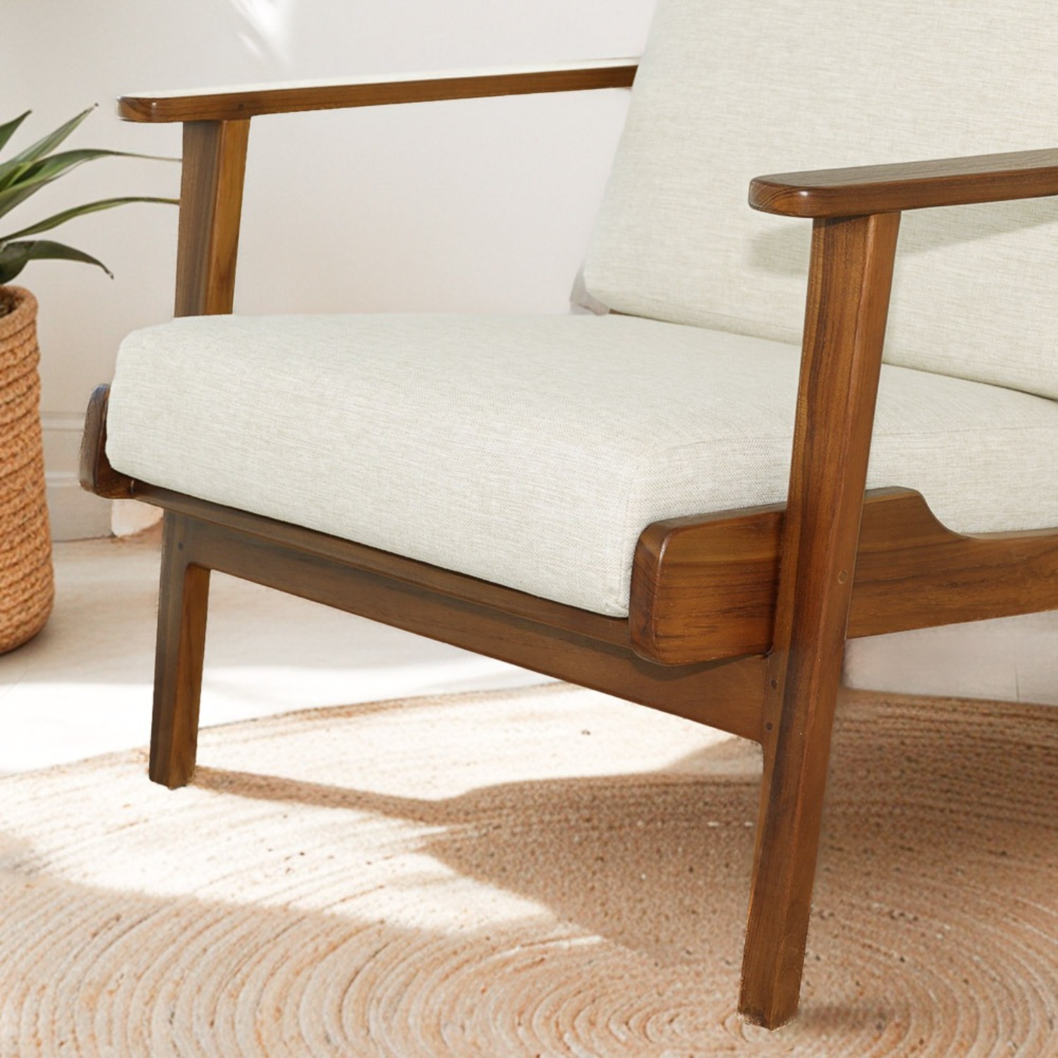 Kyle Linen Lounge Chair - Cream - image-5