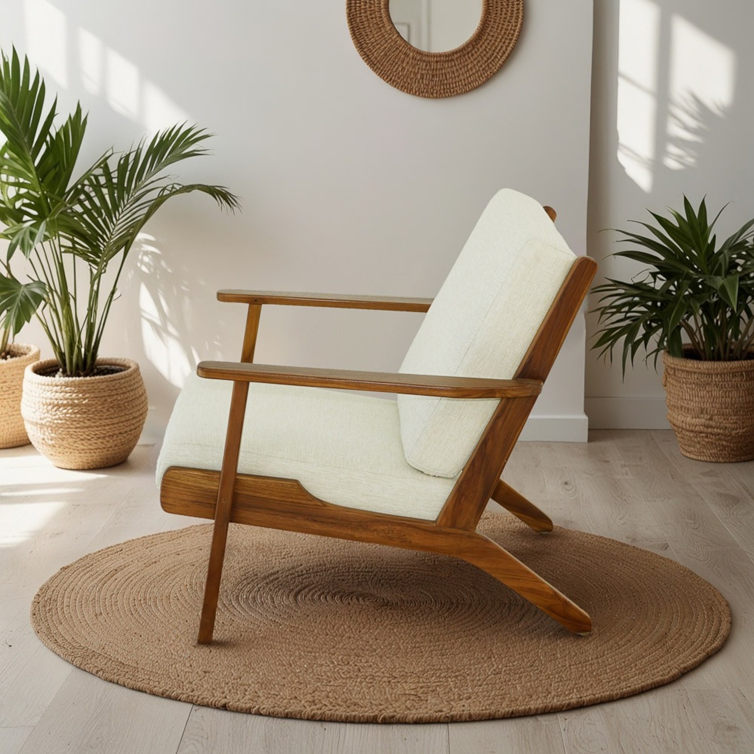 Kyle Linen Lounge Chair - Cream - image-3