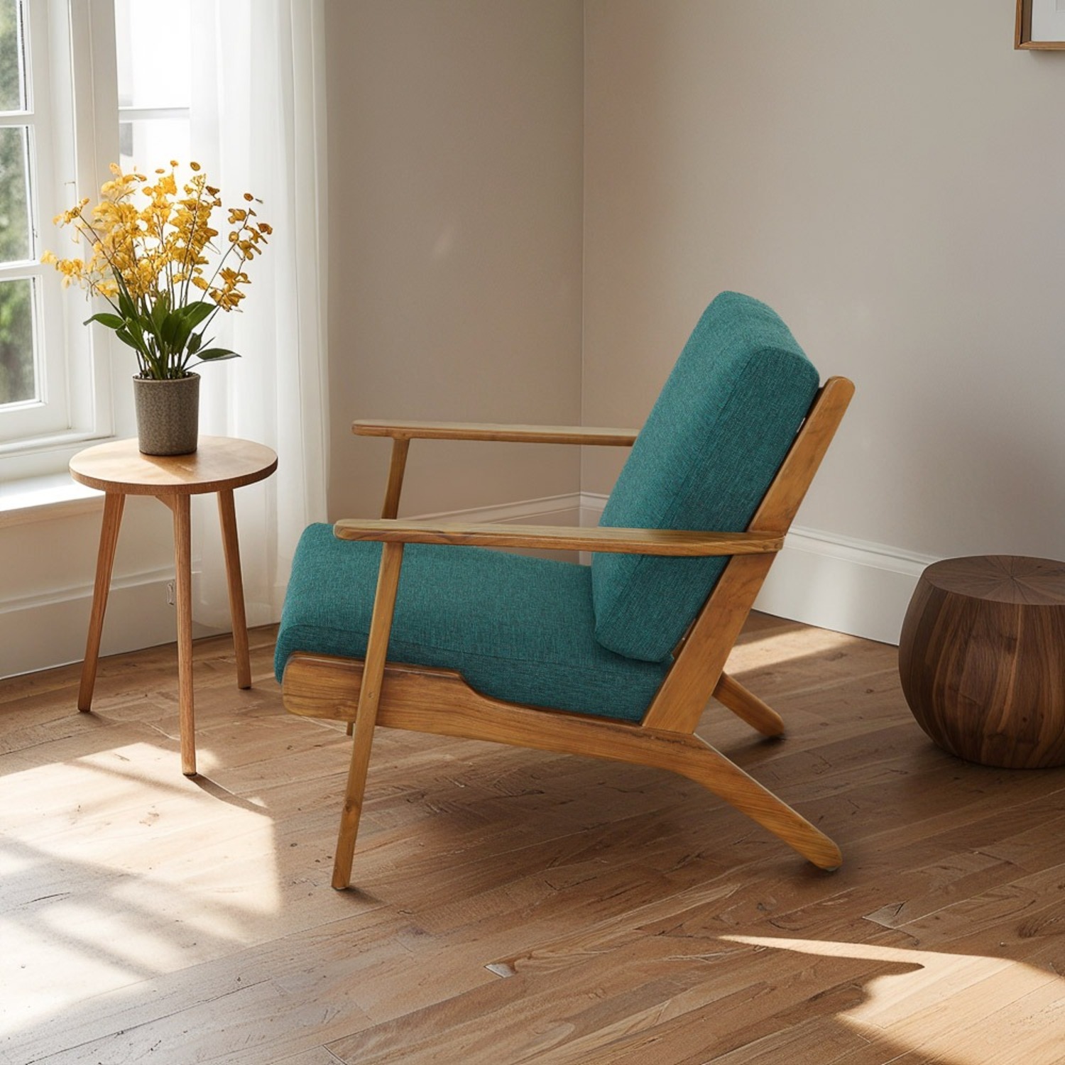 Kyle Linen Lounge Chair - Teal - image-3