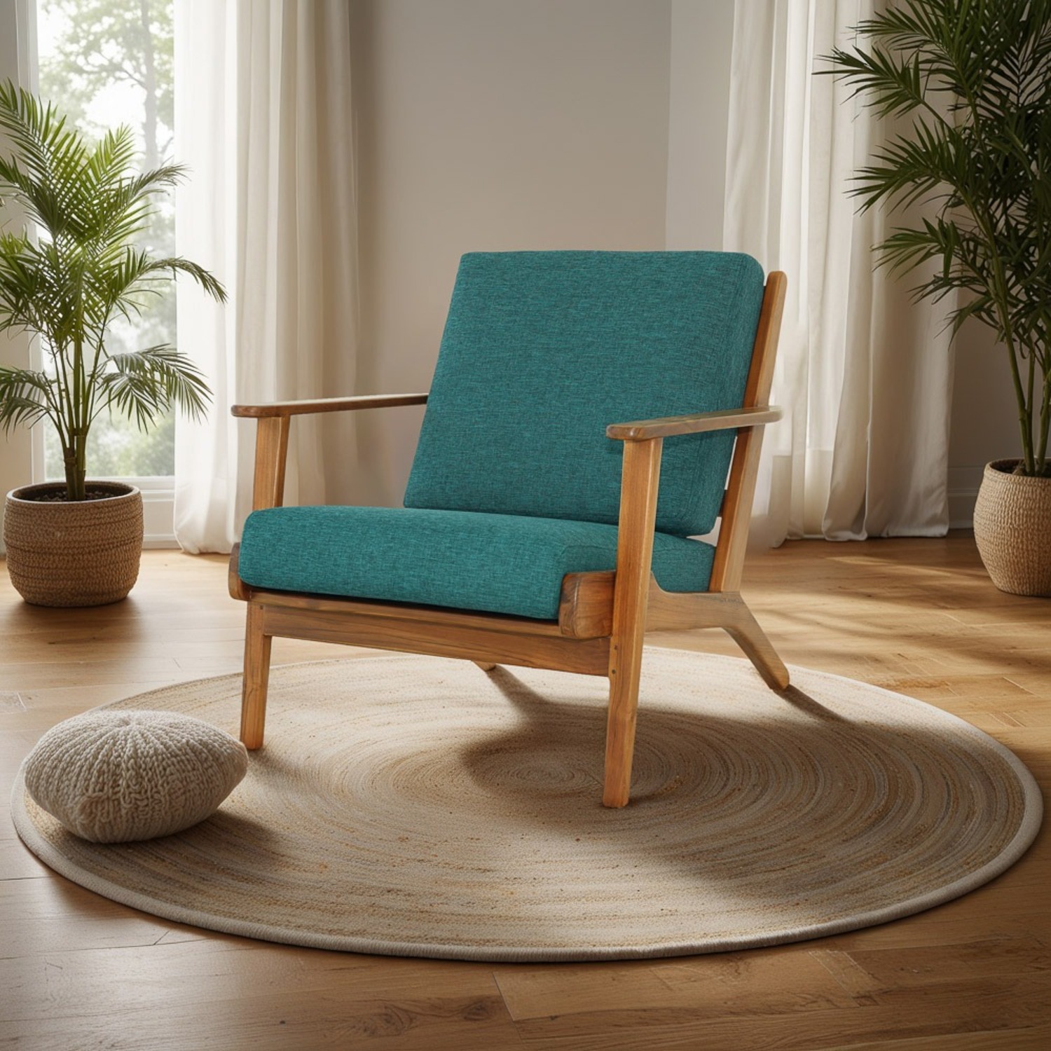 Kyle Linen Lounge Chair - Teal - image-2