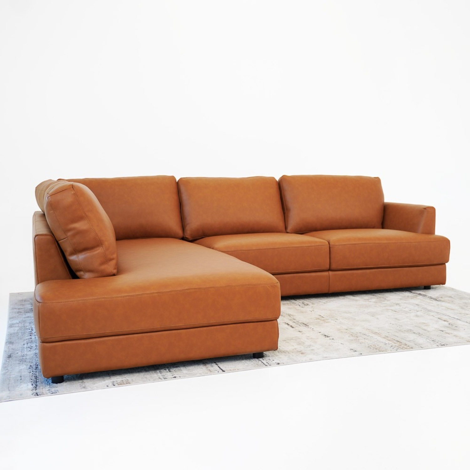Glendale Sectional Left - Cognac Leather - image-4