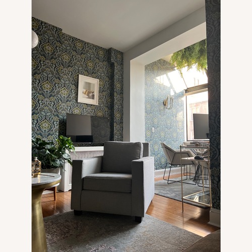 Used Henry Twill Gray Henry West Elm Armchaim  for sale on AptDeco