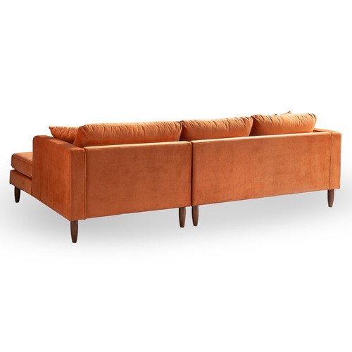 Used Delano Burnt Orange Velvet Right Sectional Sofa for sale on AptDeco