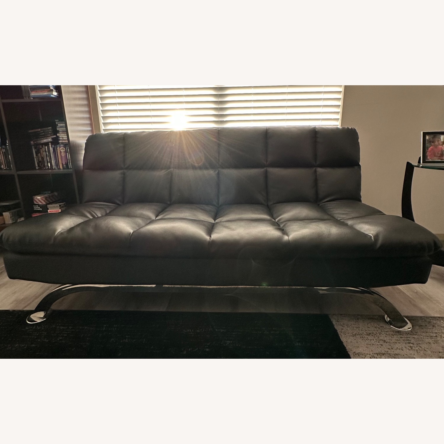 Wade Logan Black Faux Leather Futon - image-1