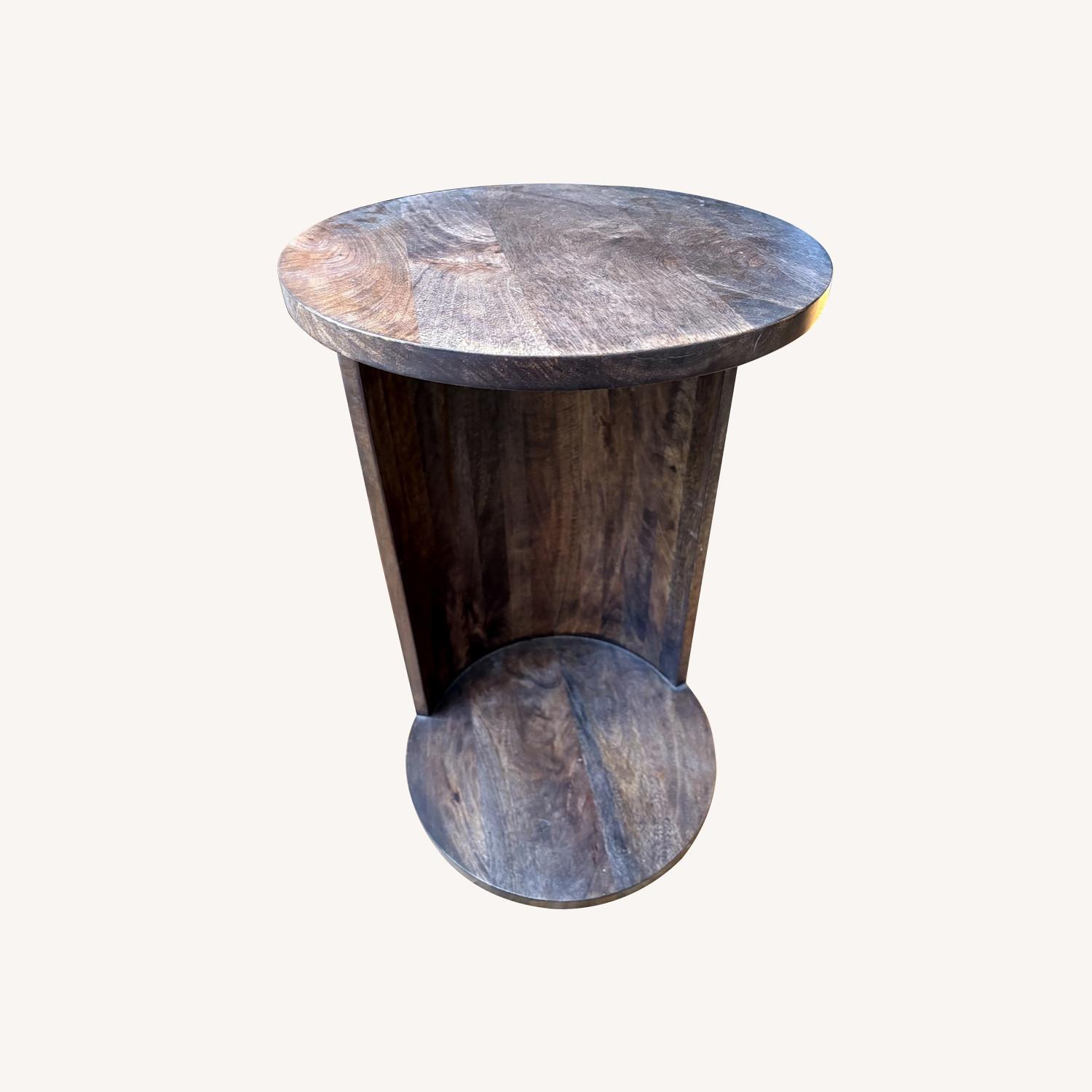 CB2 2-Tiered Circular Wooden Side Table - image-0