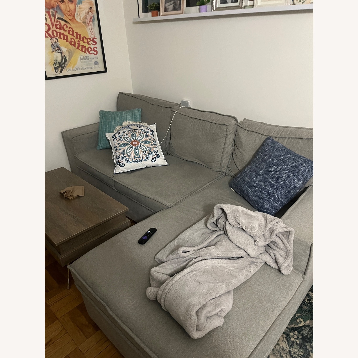 Bob's Discount Furniture Grey Couch That Converts to Bed - image-1