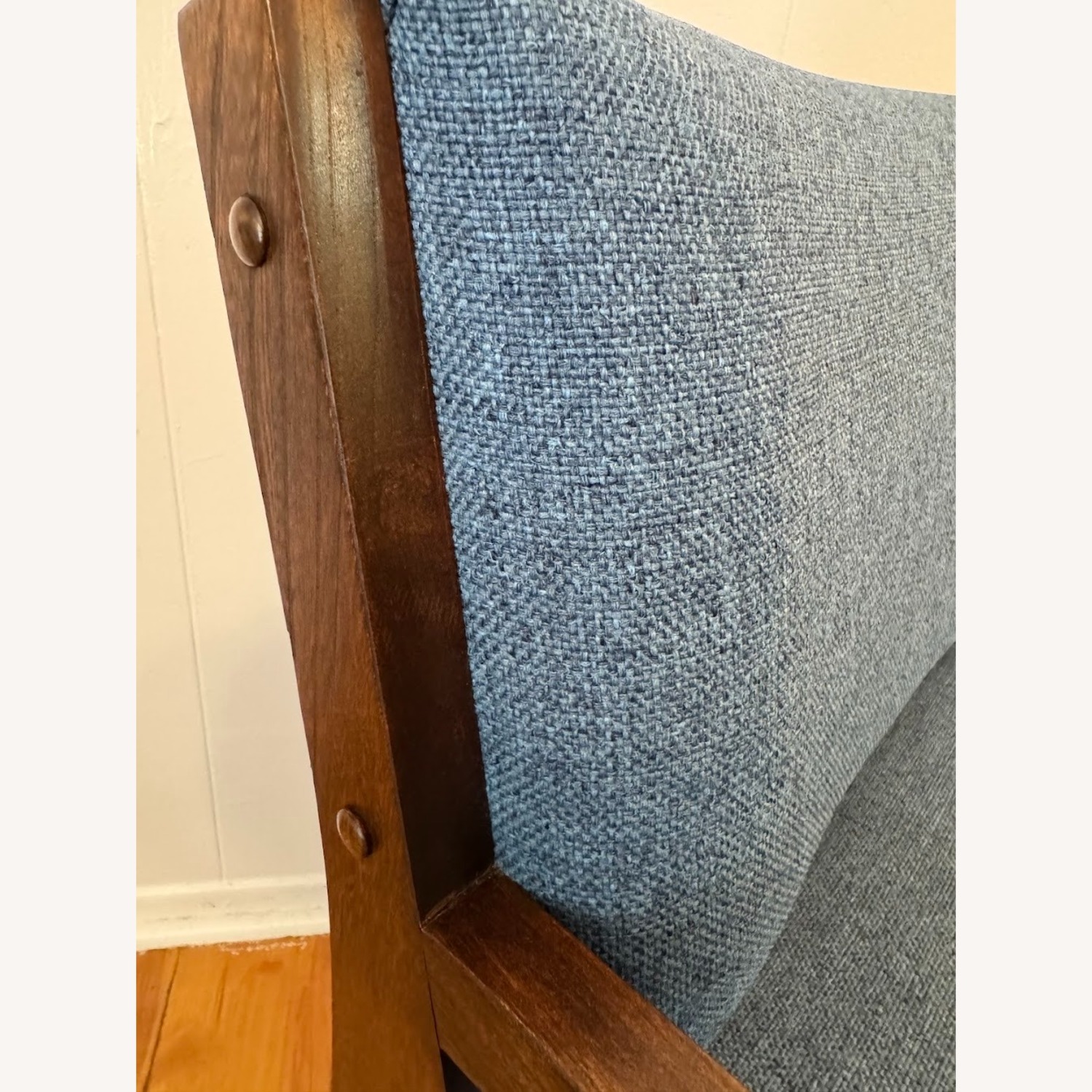 MCM Wood and Blue Chairs - image-3
