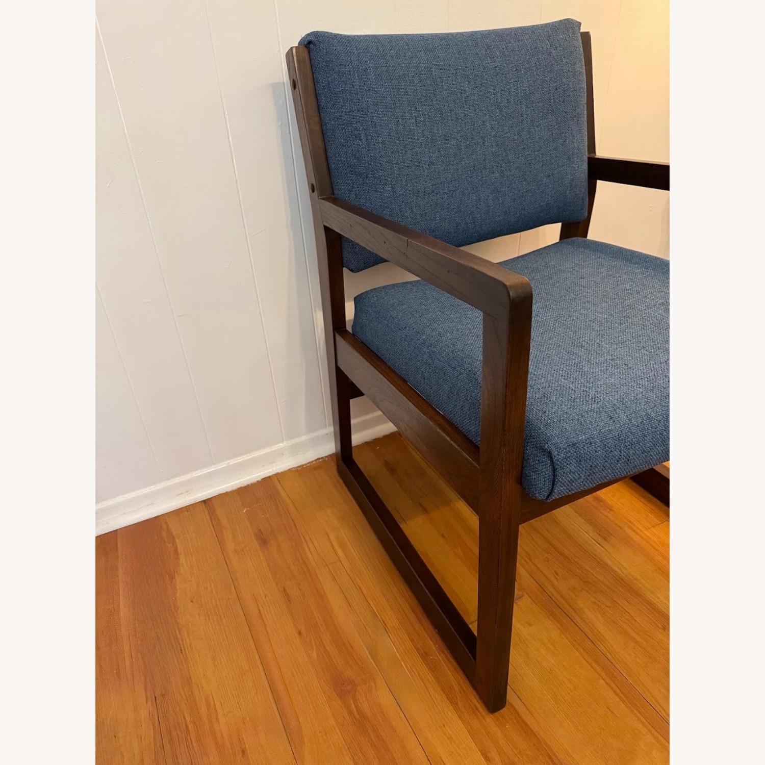 MCM Wood and Blue Chairs - image-5