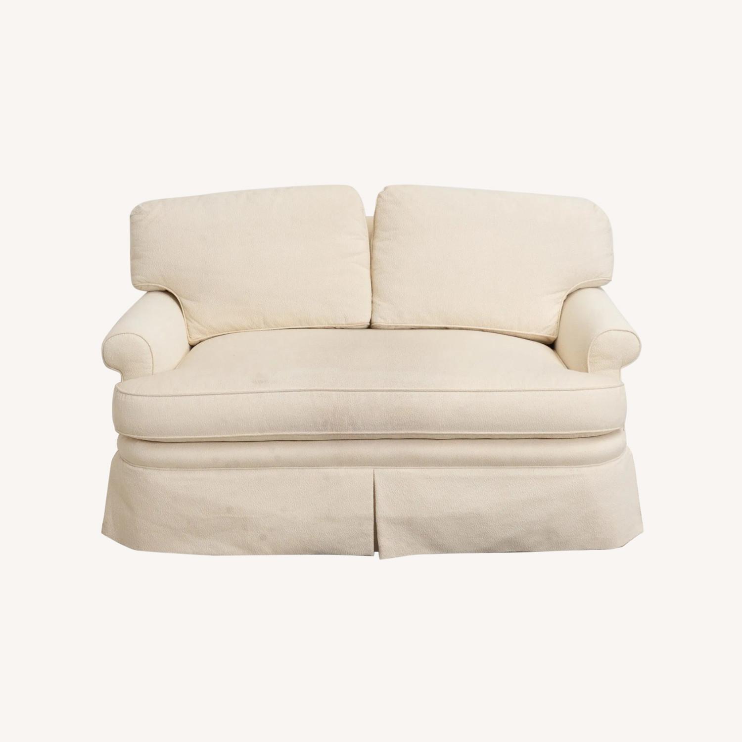 Chair and a half in cream custom fabric - image-0