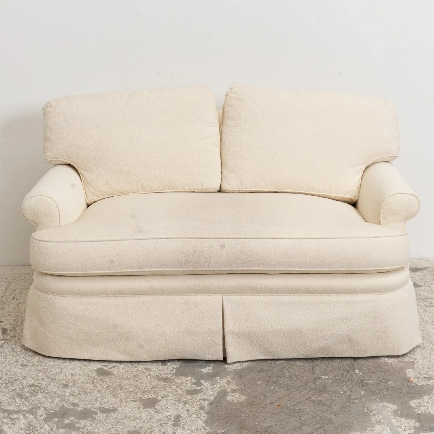 Chair and a half in cream custom fabric - image-1