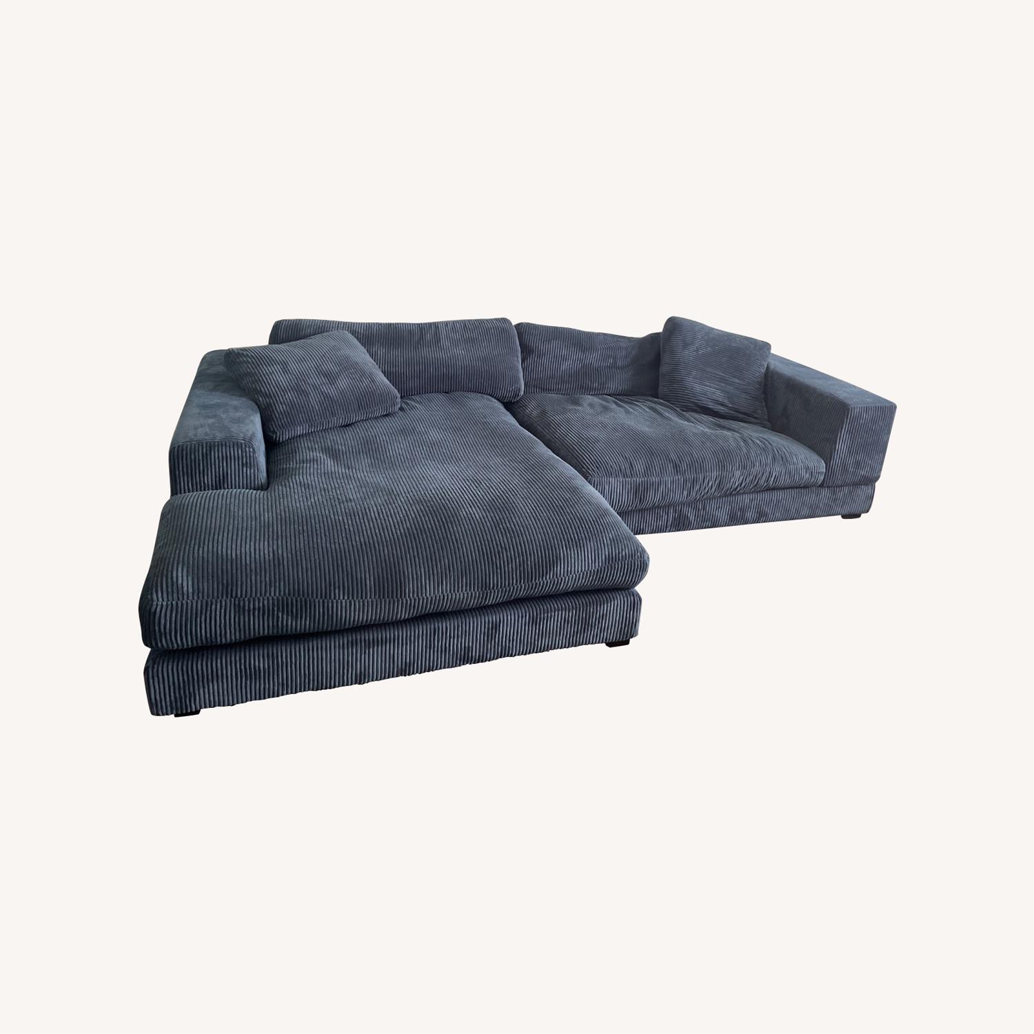 Moe’s Furniture Blue Corduroy Sofa - image-0