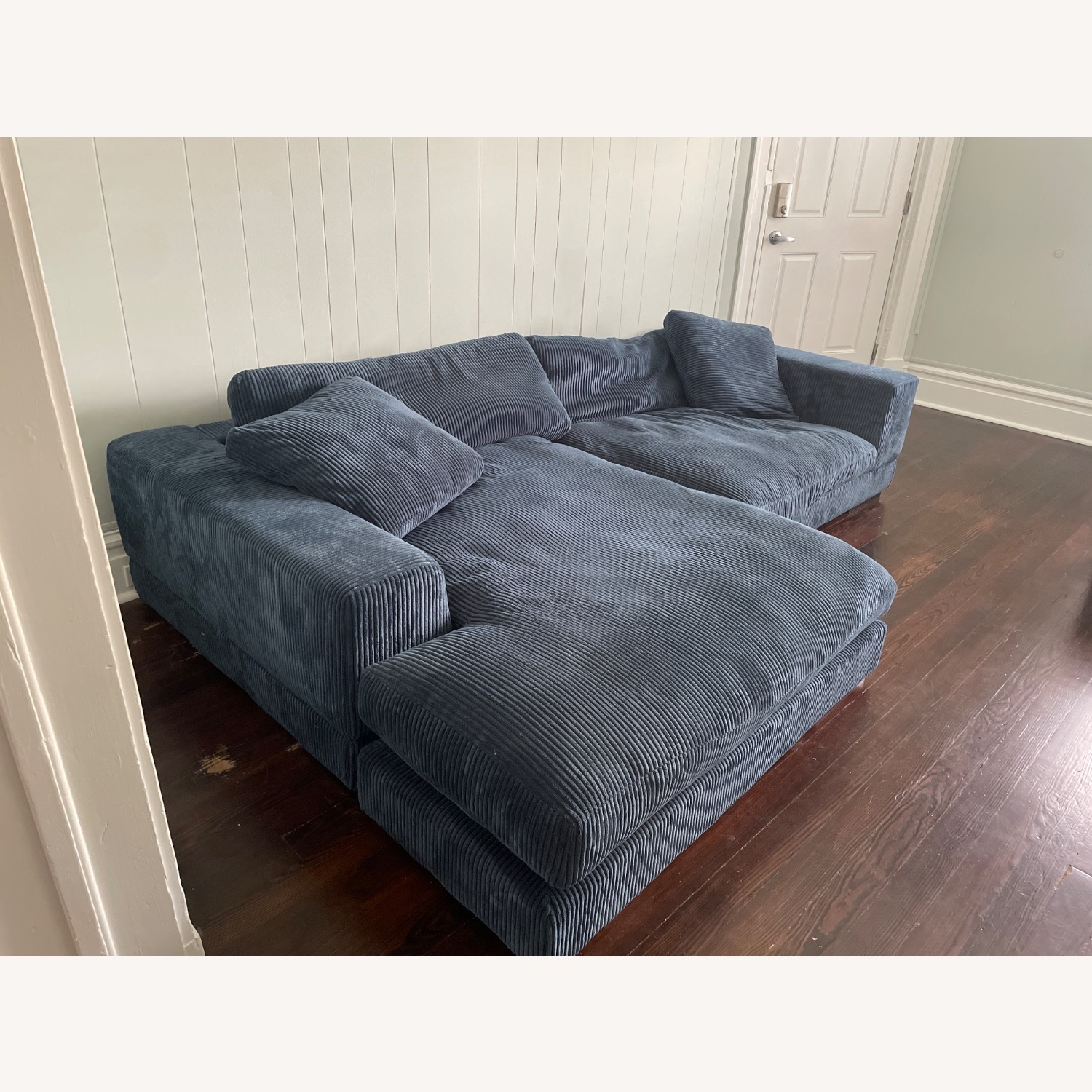 Moe’s Furniture Blue Corduroy Sofa - image-3