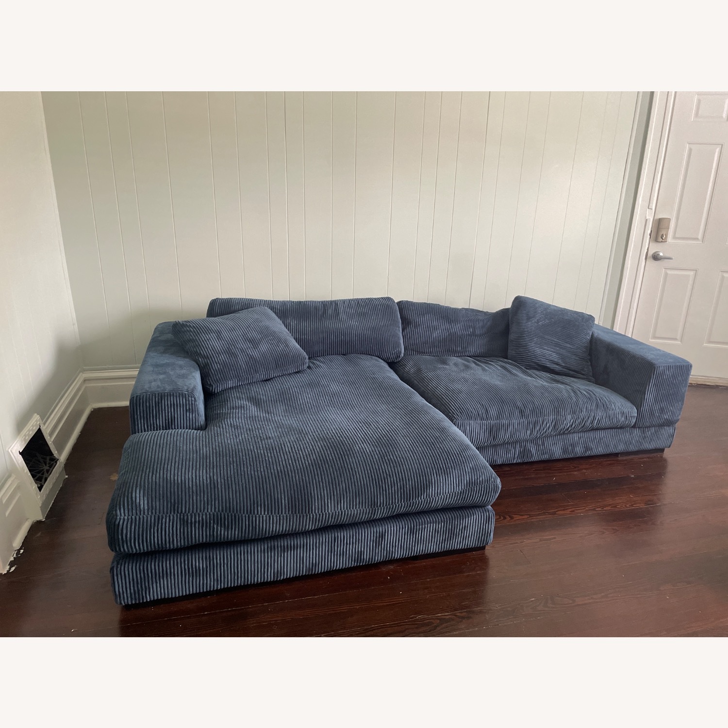 Moe’s Furniture Blue Corduroy Sofa - image-1