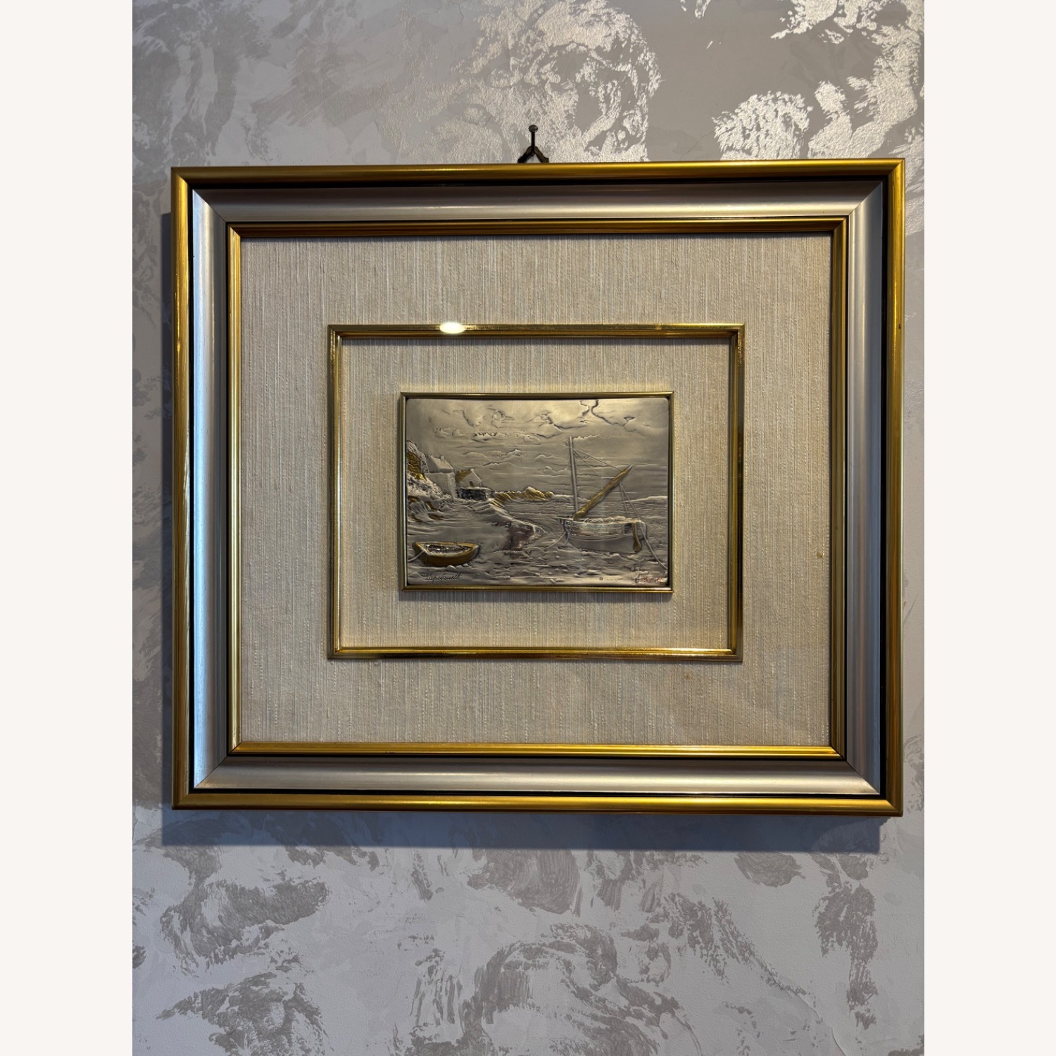 Sterling Silver Bas -Relief Signed Italian Art - image-1