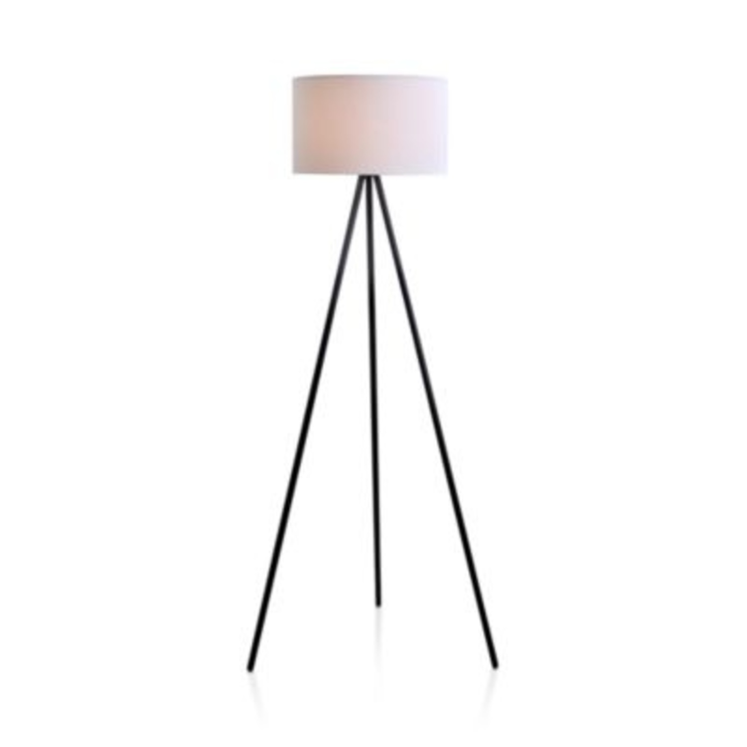 Bloomingdale's Cresswell Floor Lamp Set Tripod Black Metal White Drum Shade - image-6
