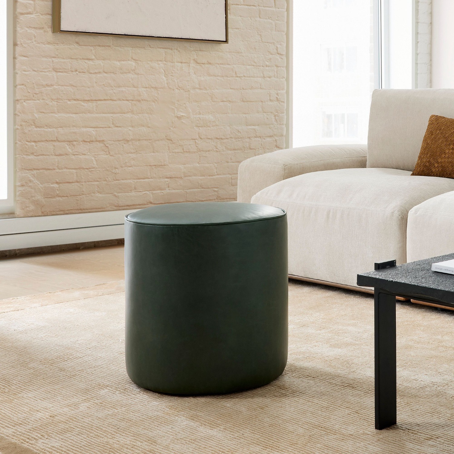 West Elm Wally Leather Ottoman - image-5