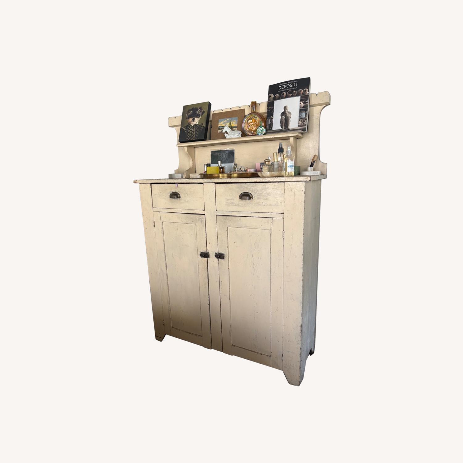 Vintage Butter Yellow Farmhouse Armoire - image-0