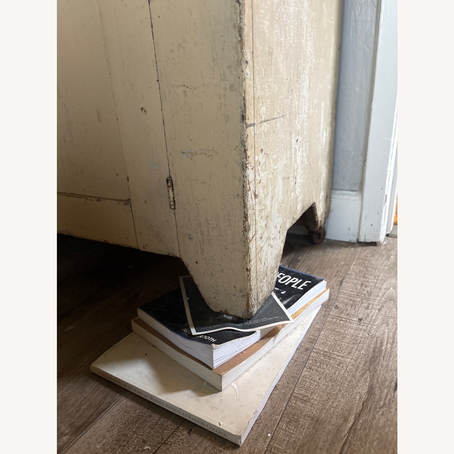 Vintage Butter Yellow Farmhouse Armoire - image-1