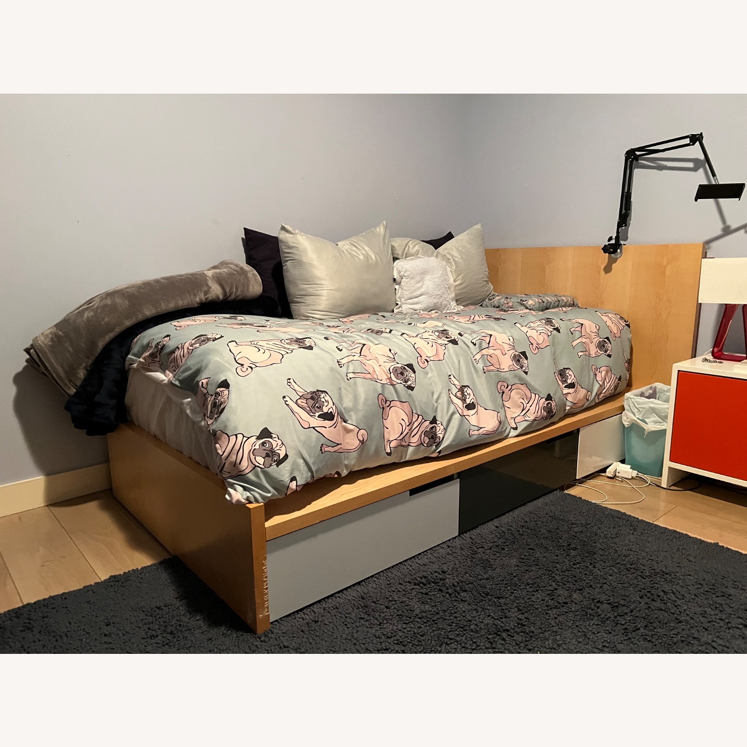 Blu Dot Modern bed with 3 Deep Drawers for Storage - image-6