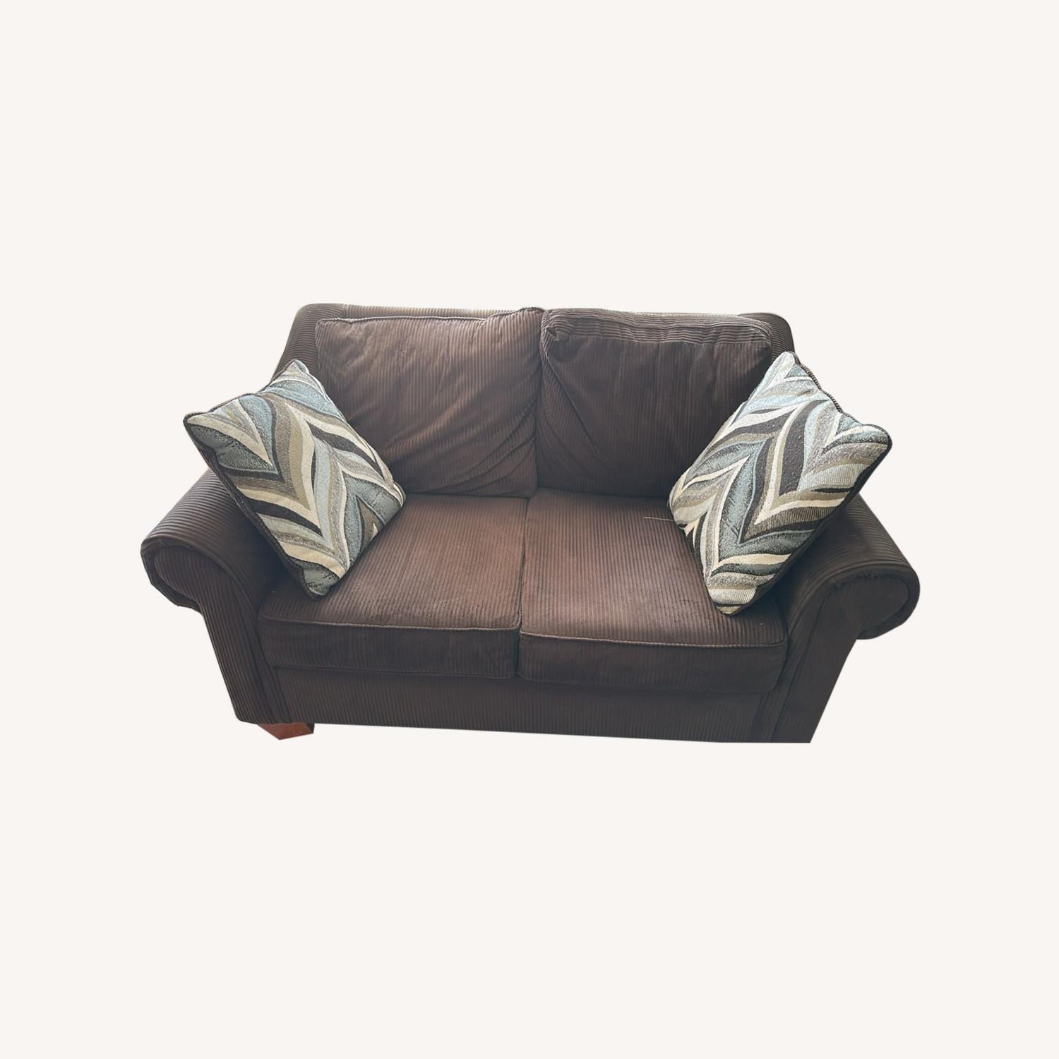 Ashley Chocolate Brown Loveseat - image-0