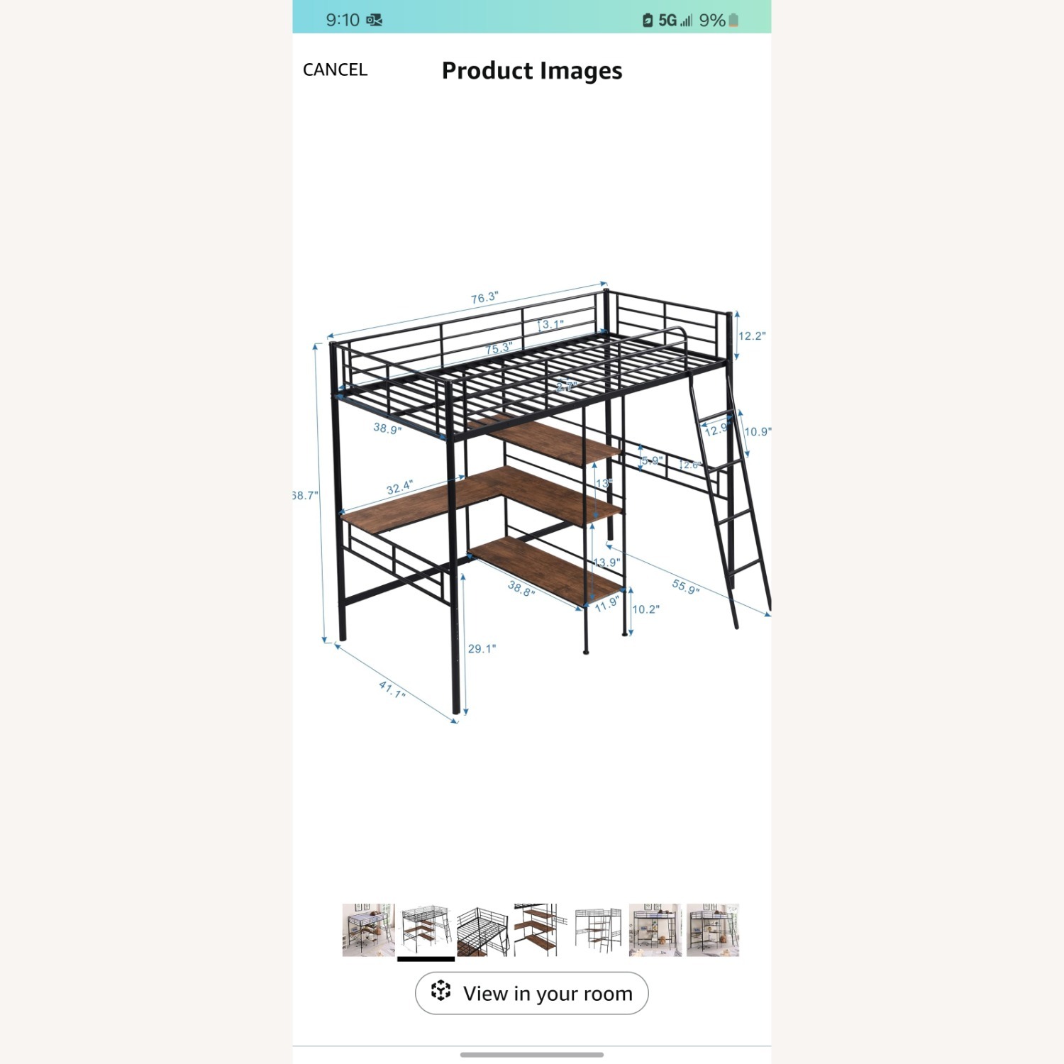 Twin Size Loft Bed with Built-in Desk and Shelves - image-2