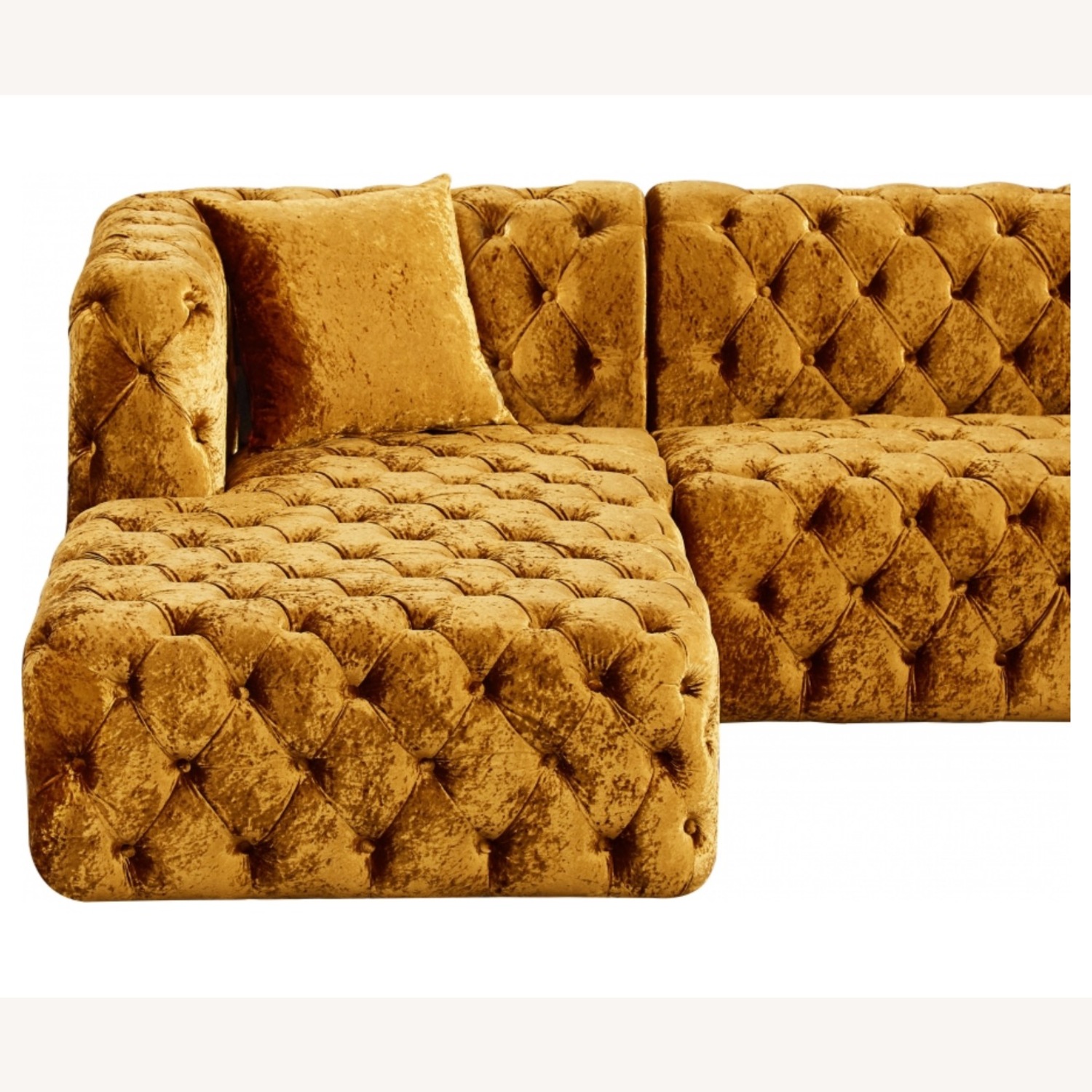 Gold Velvet Three Piece Sectional - image-2
