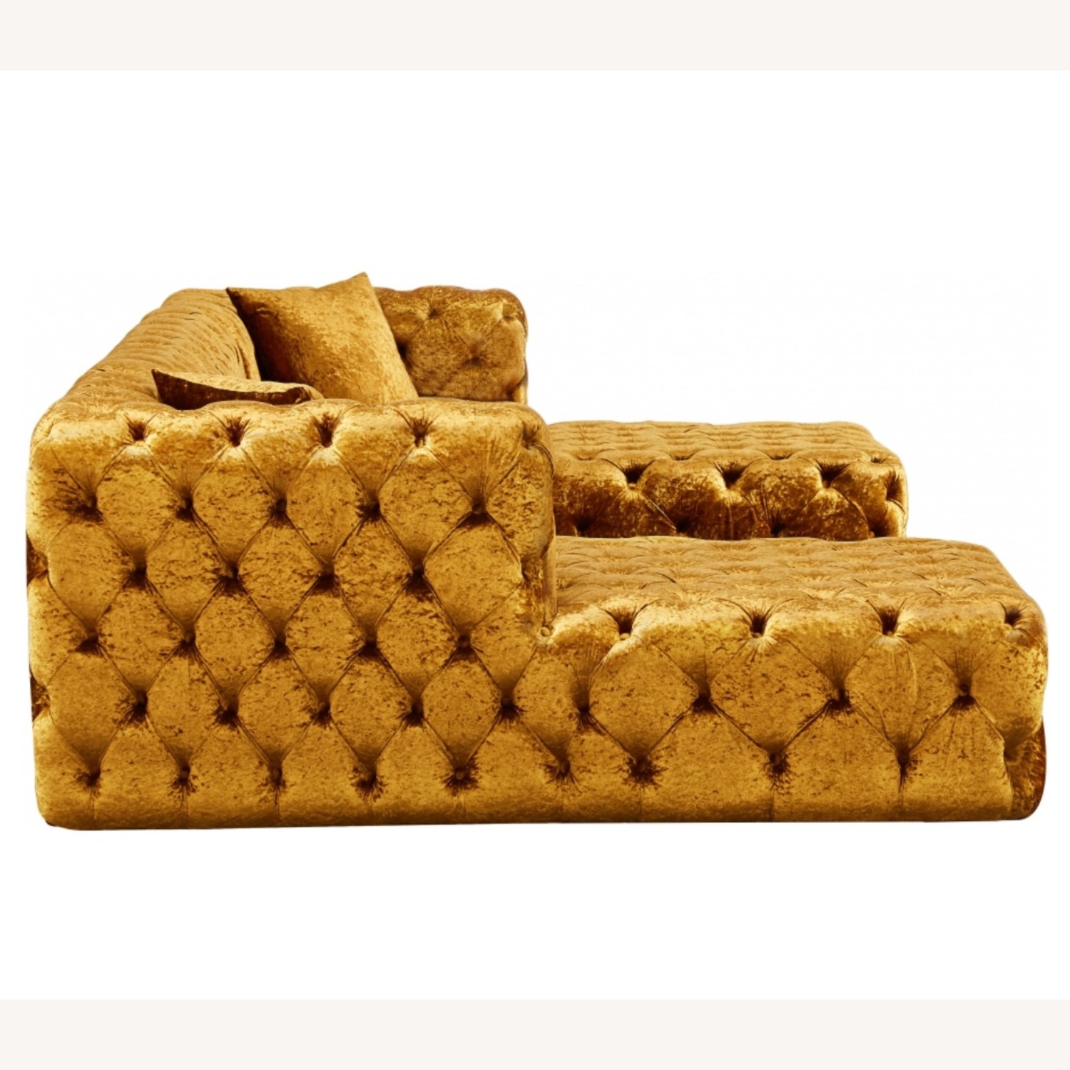 Gold Velvet Three Piece Sectional - image-3